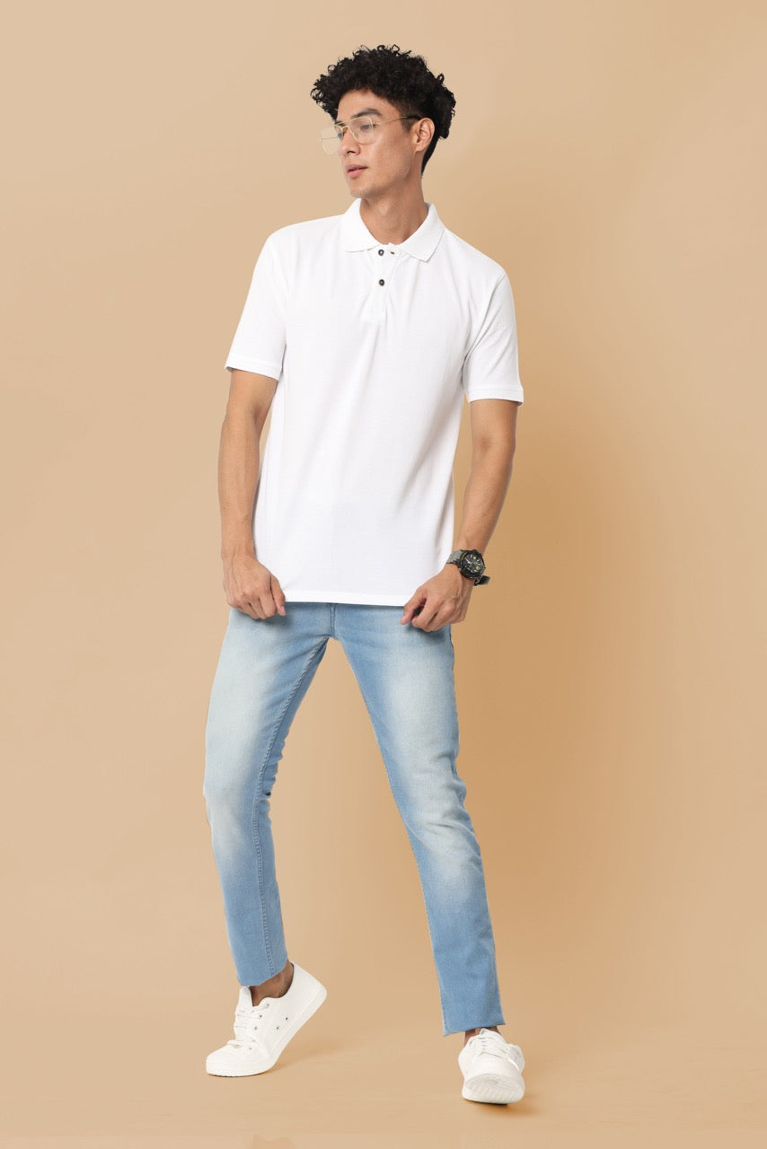 Alfaq Basics Sustainable White Polo Tshirt