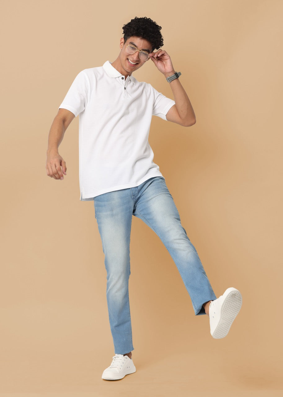 Alfaq Basics Sustainable White Polo Tshirt