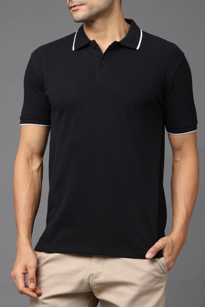 Alfaq Black Basic Polo Tshirt