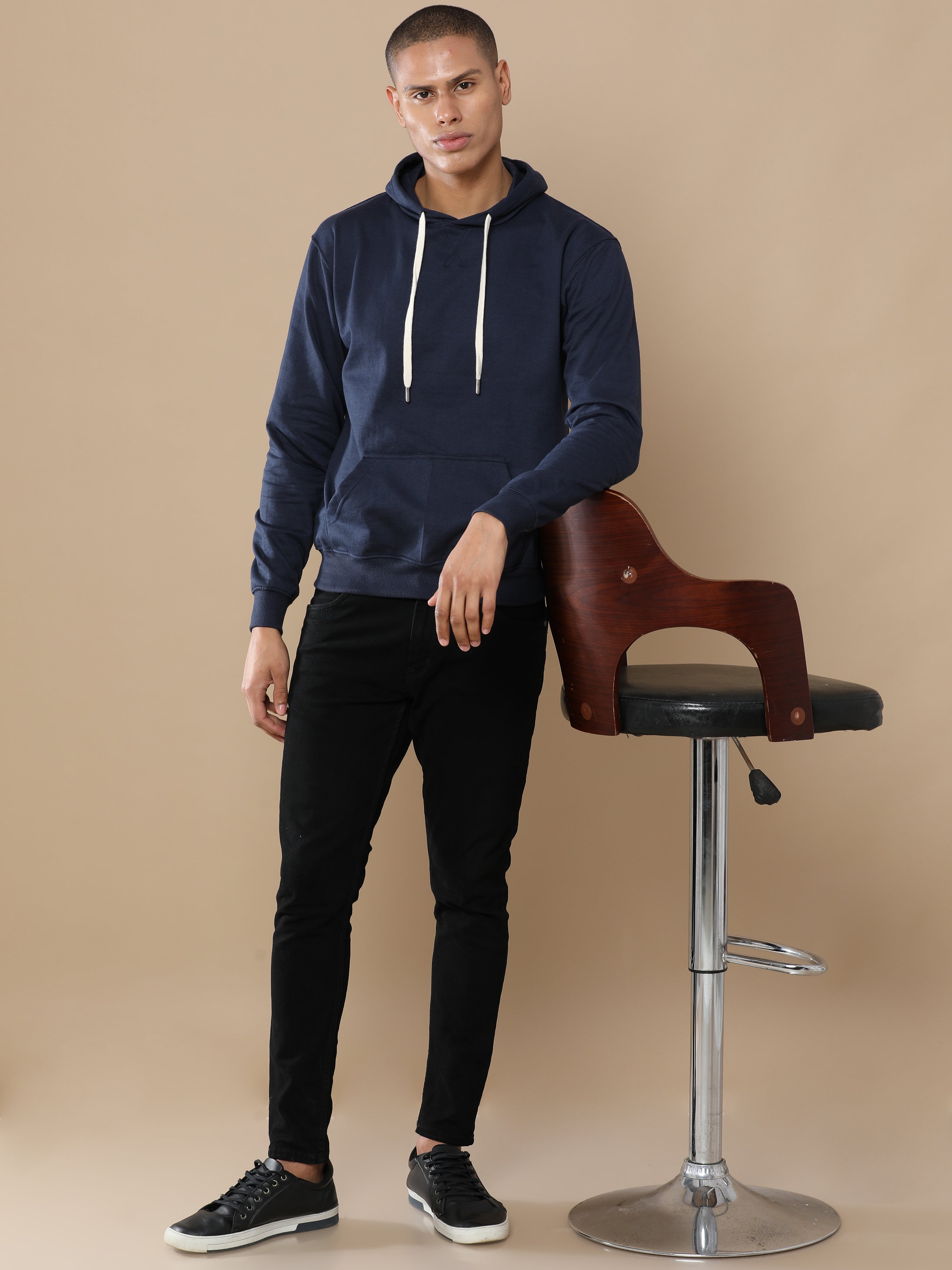 Alfaq Basic Navy Blue Hoodie