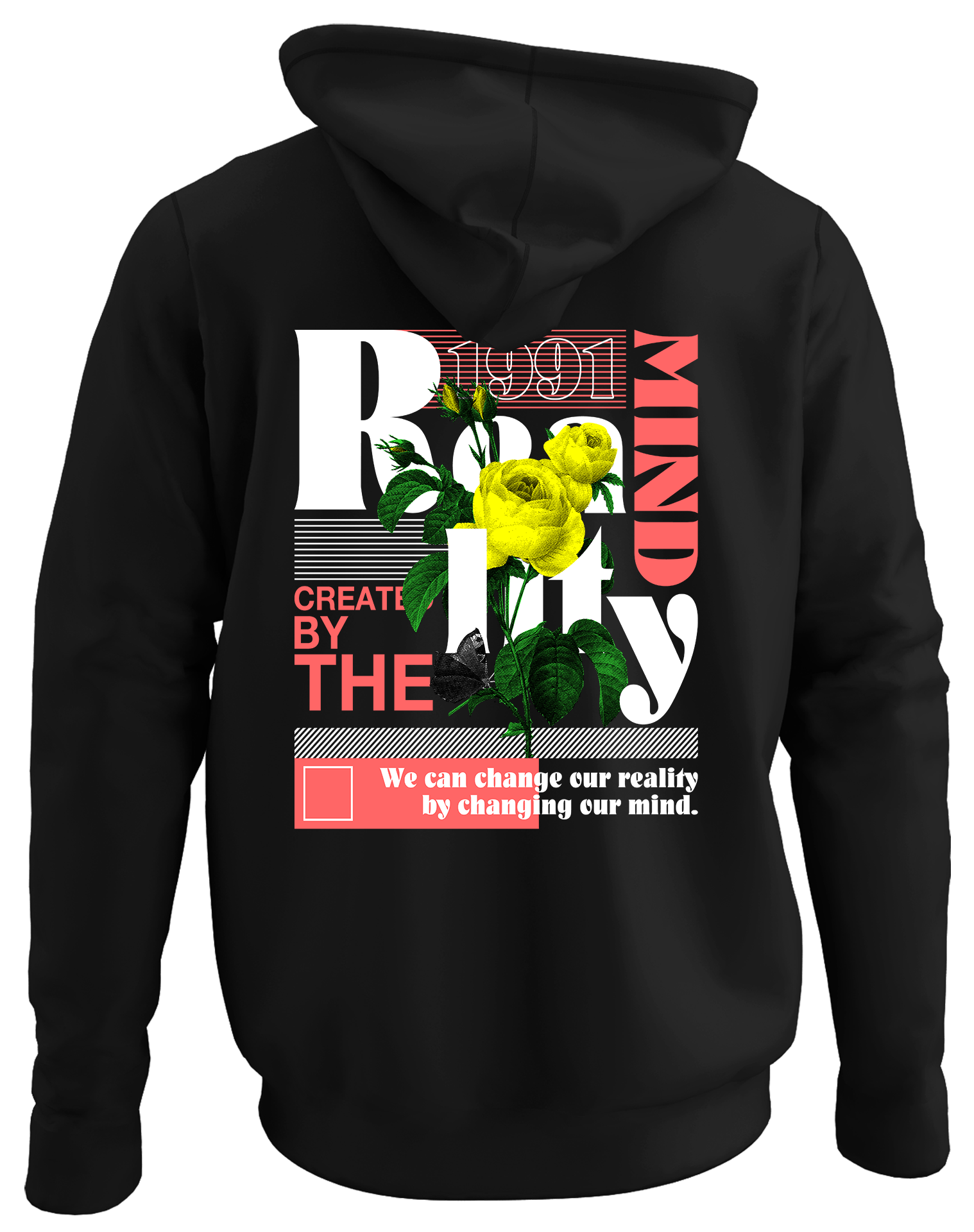 Alfaq 1991 Mind back black plain hoodie