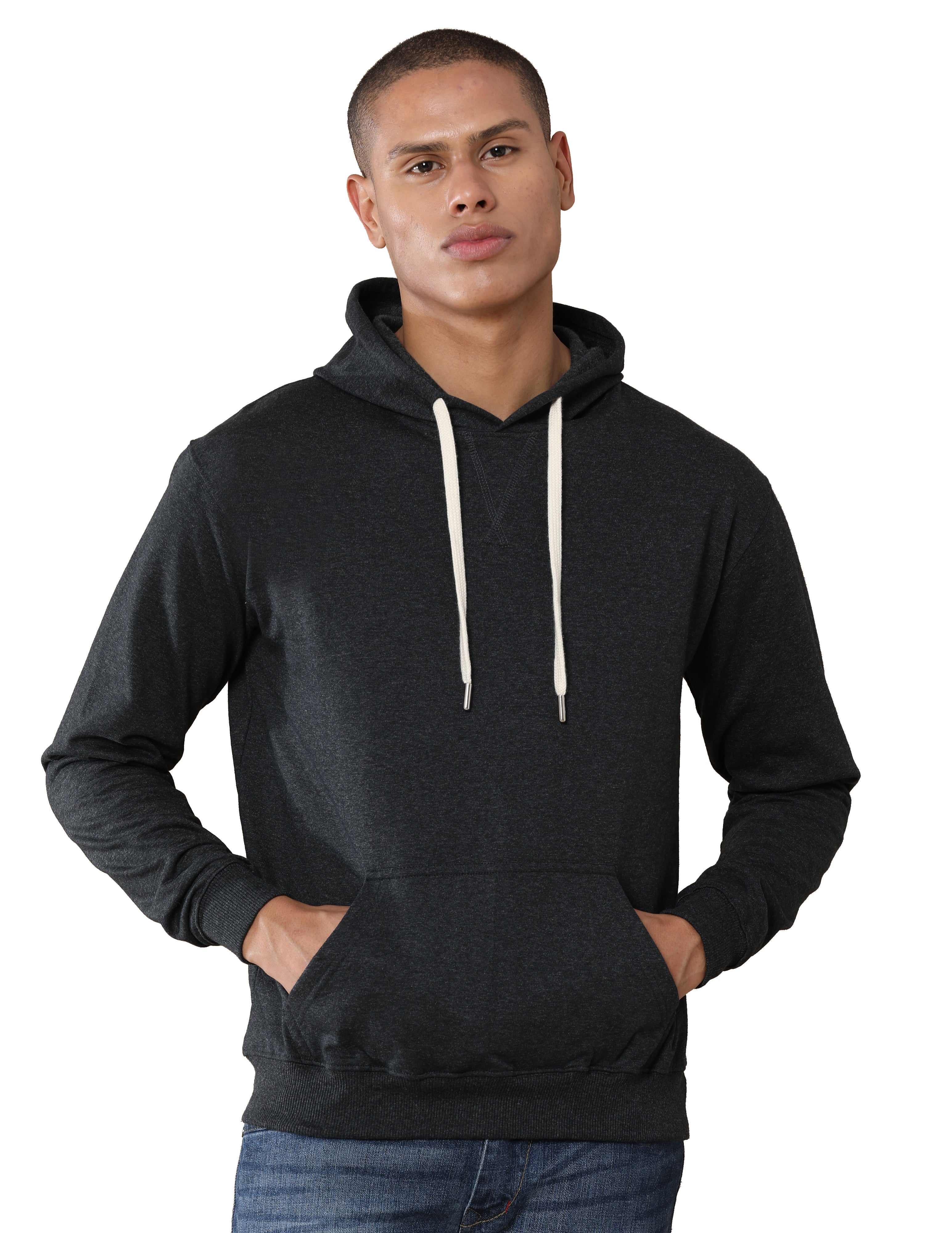 Alfaq Charcoal Melange Solid Hoodie