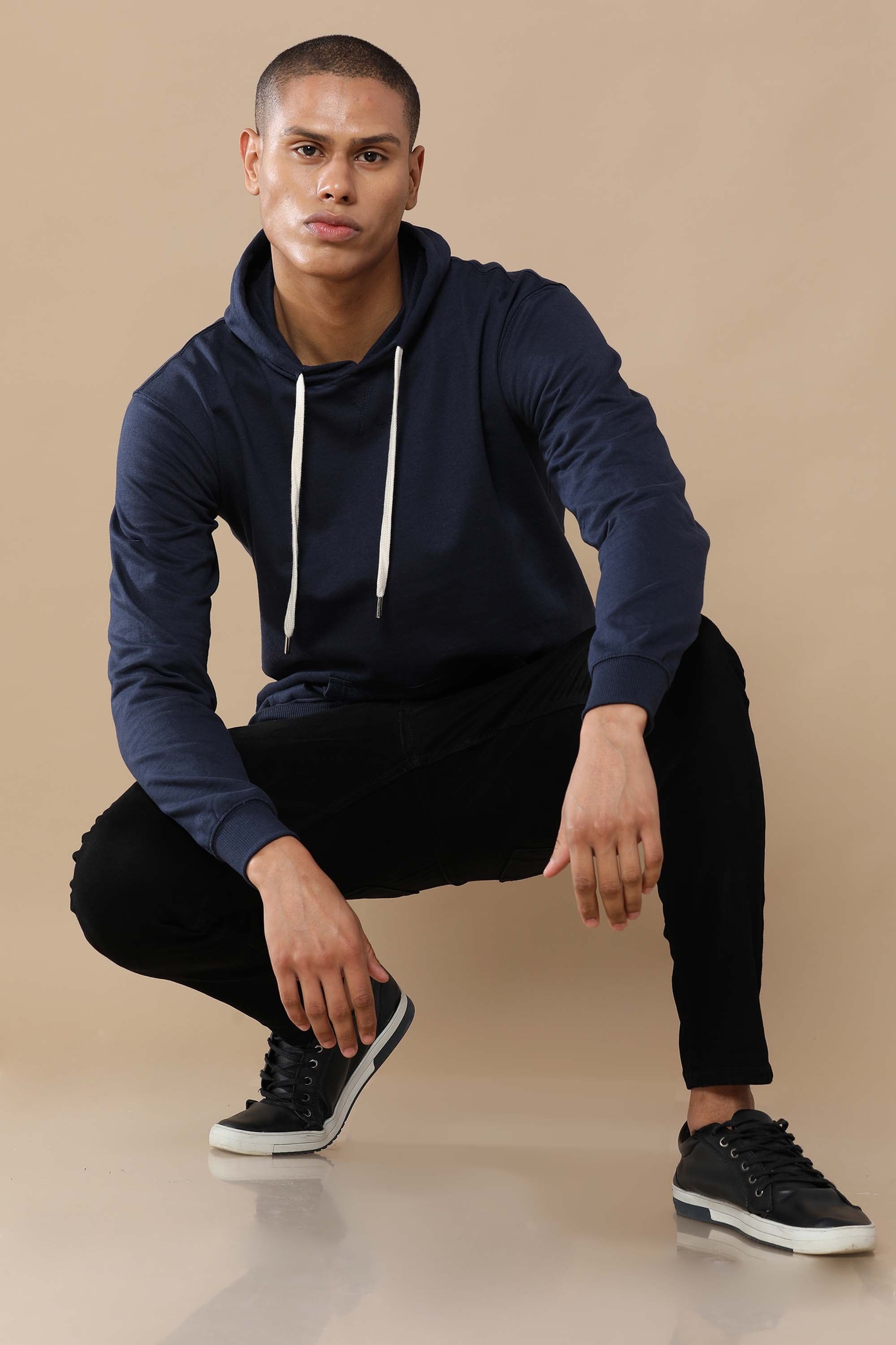 Alfaq Basic Navy Blue Hoodie
