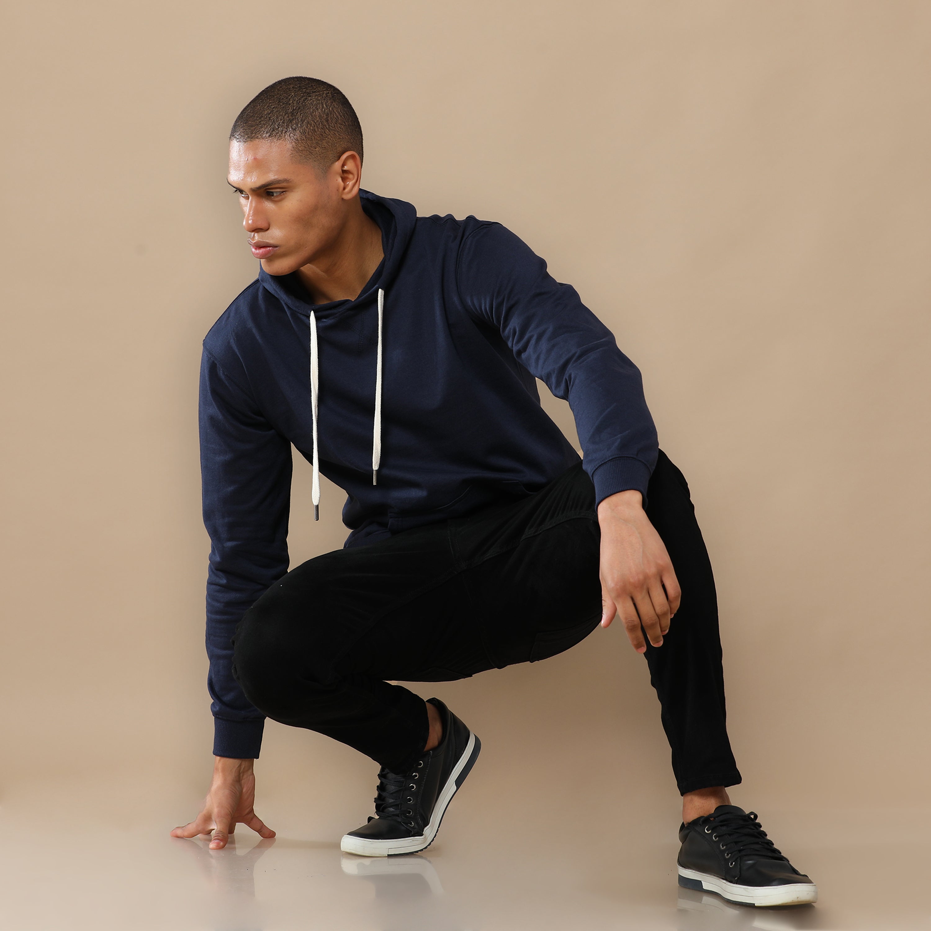 Alfaq Basic Navy Blue Hoodie