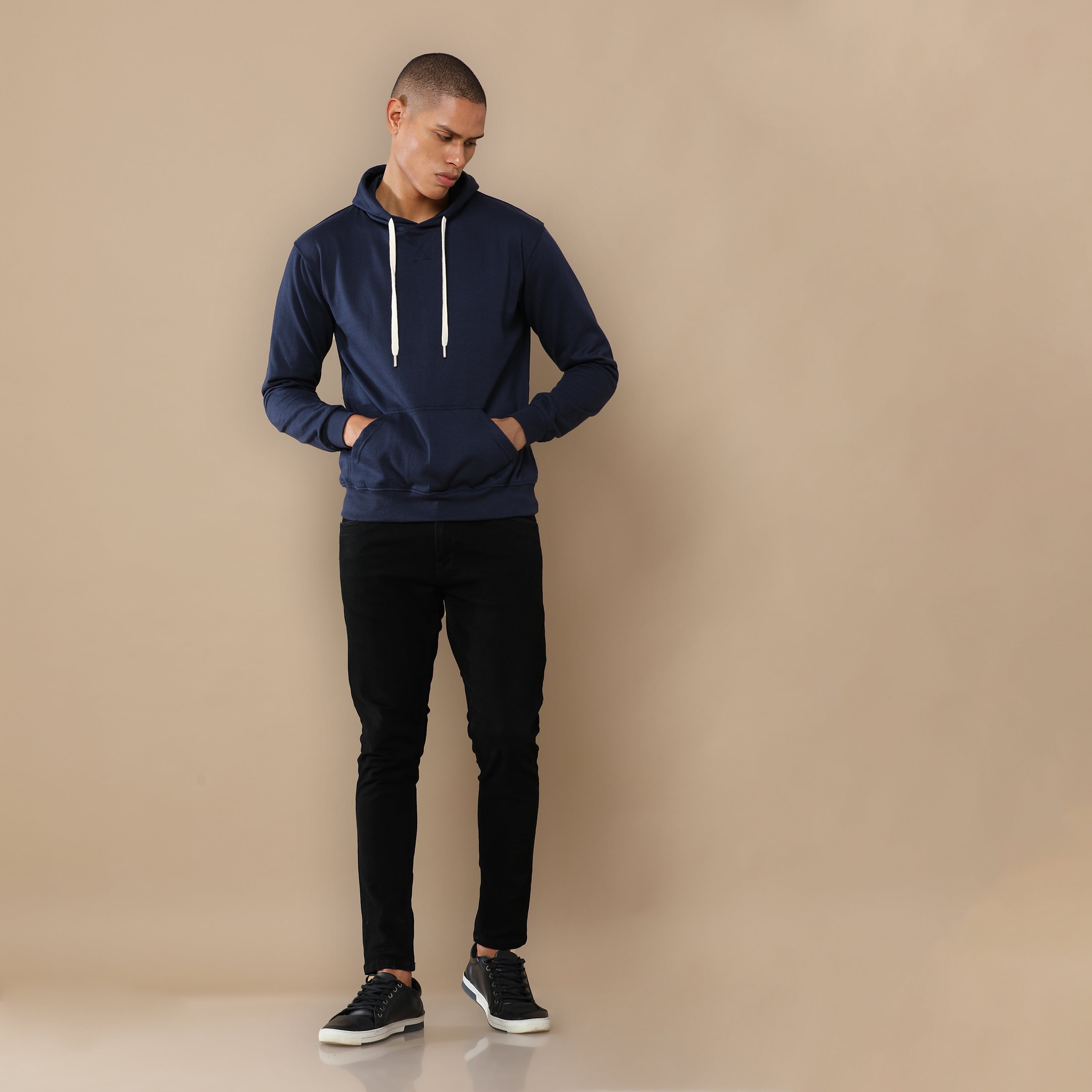 Alfaq Basic Navy Blue Hoodie