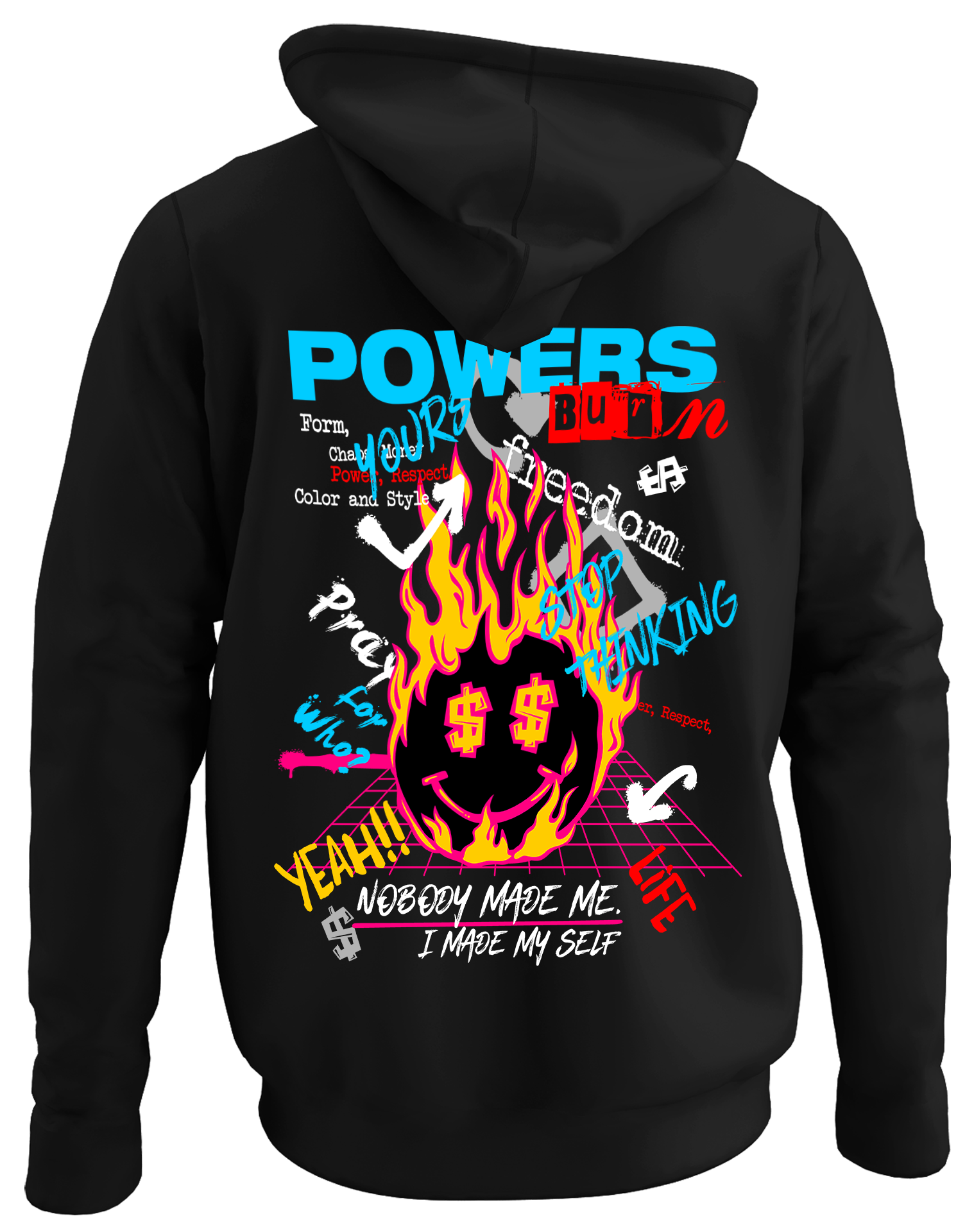 Alfaq Powers back black plain hoodie