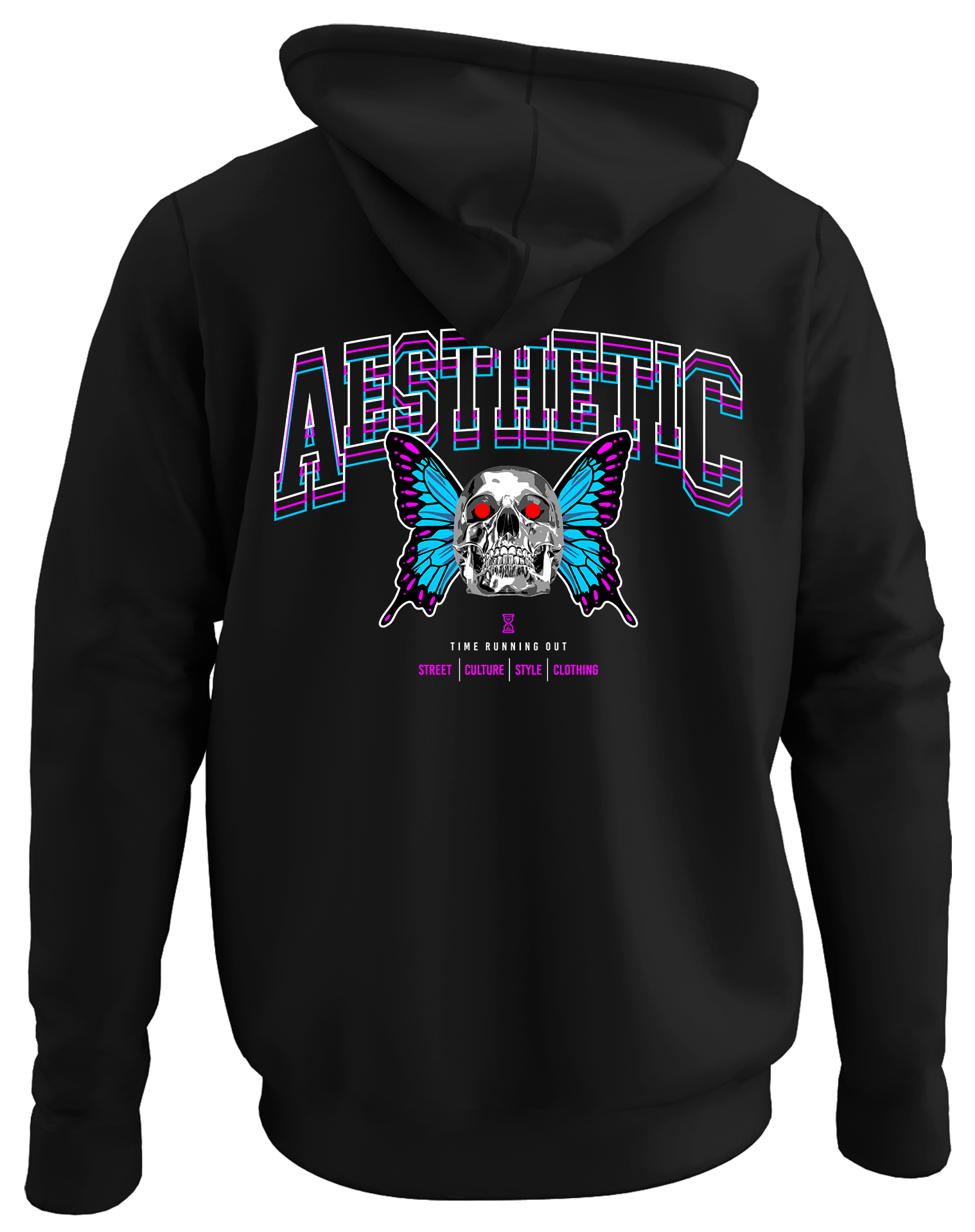 Alfaq Aesthetic back black plain hoodie