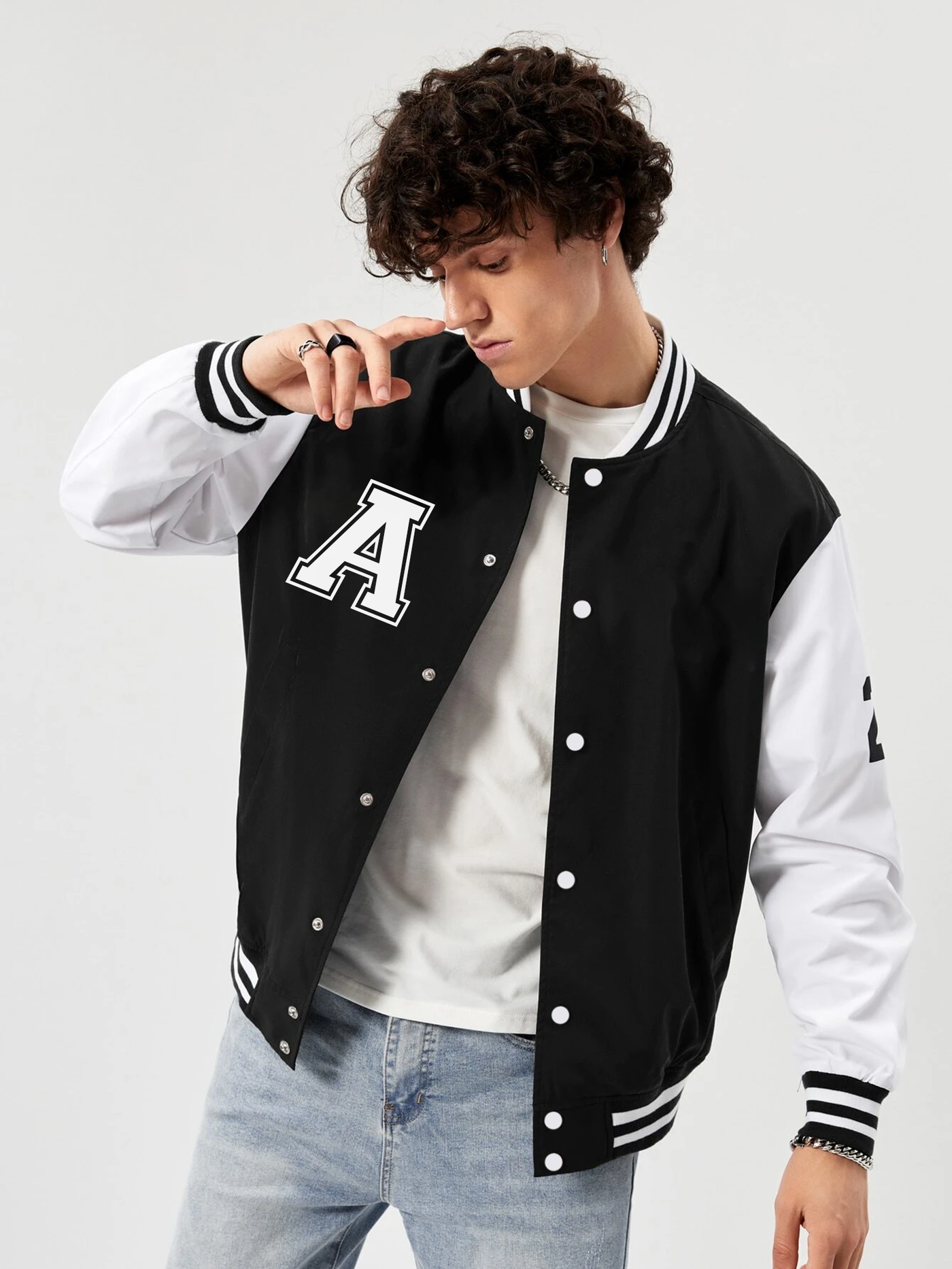 Shop Black and White Men s Varsity Jacket Online Fashion Choice Alfaq