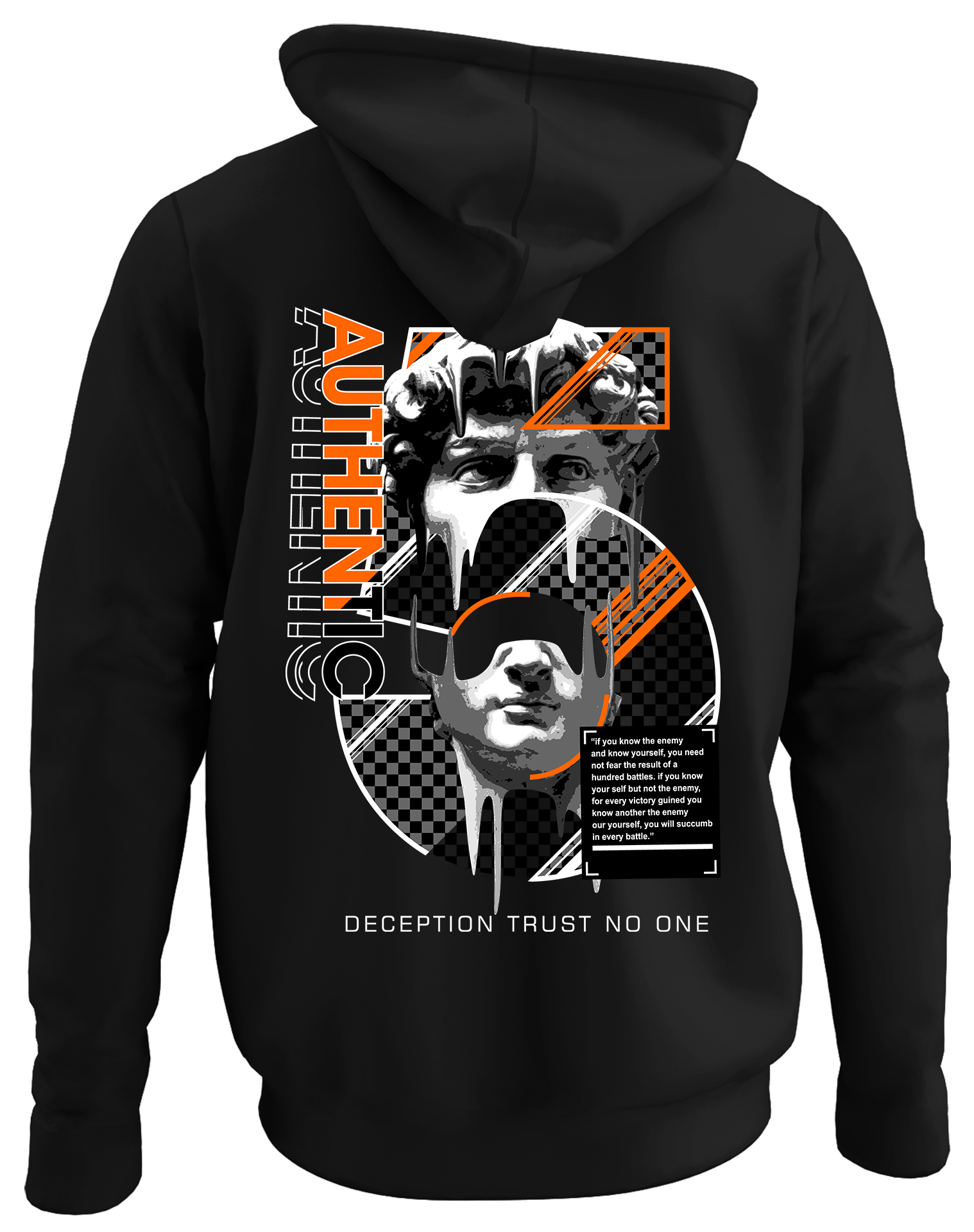 Alfaq Authentic back black plain hoodie