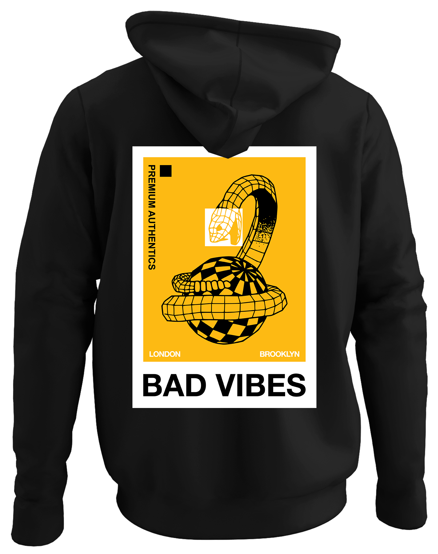 Alfaq Bad vibes back black plain hoodie