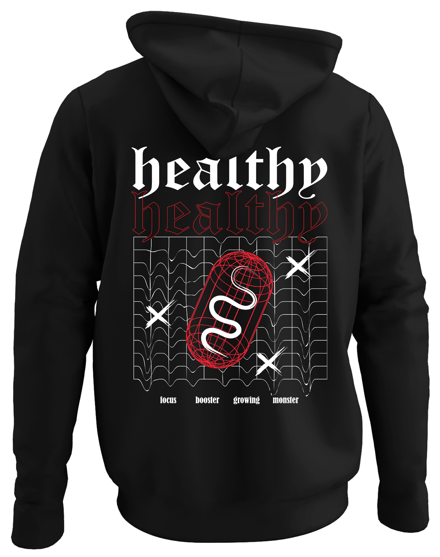 Alfaq Beaithy back black plain hoodie
