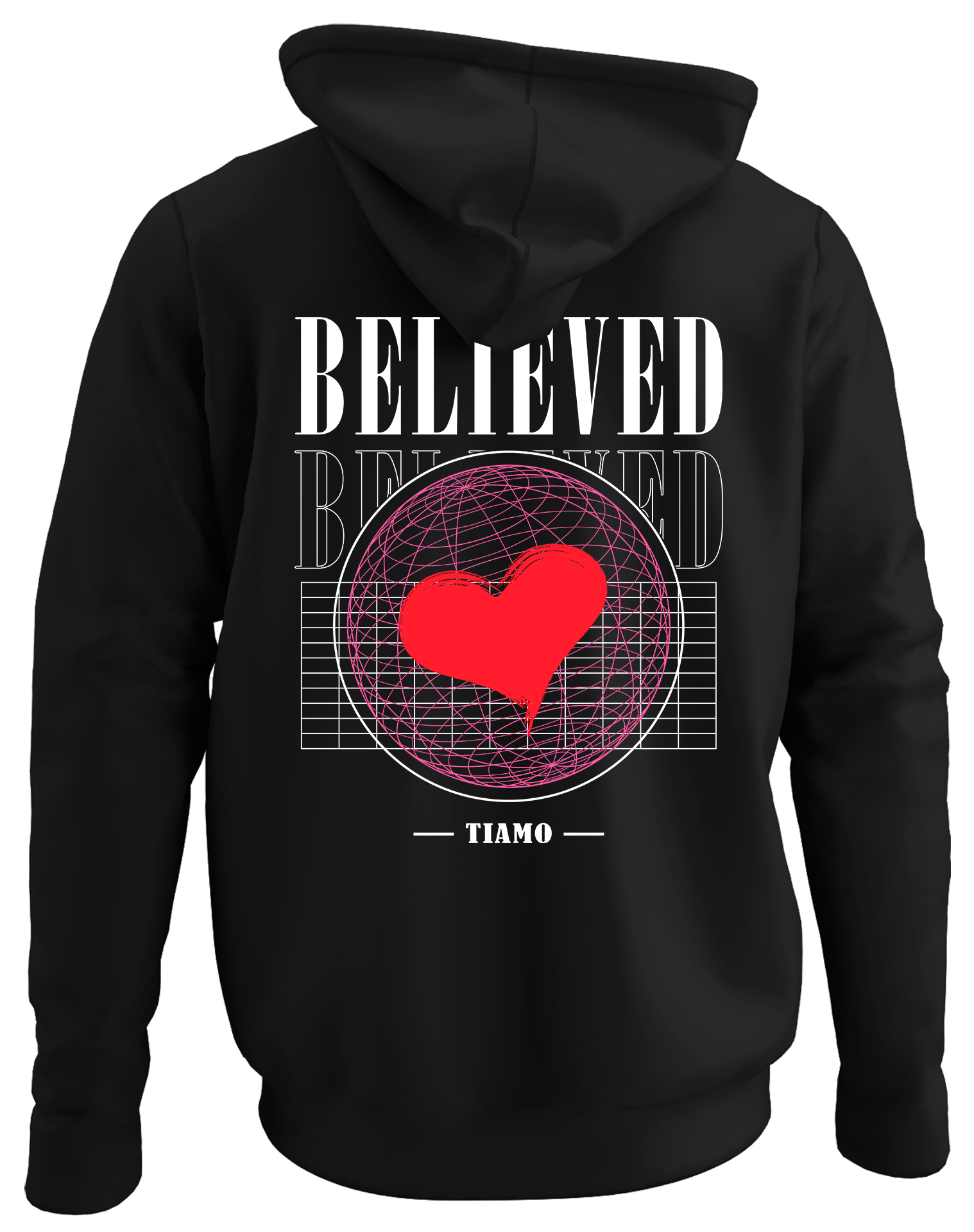 Alfaq Believed back black plain hoodie