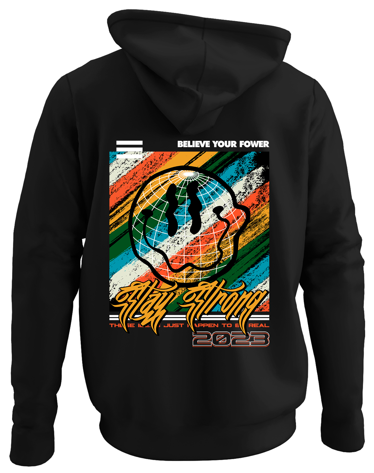 Alfaq Believe your fower back black plain hoodie