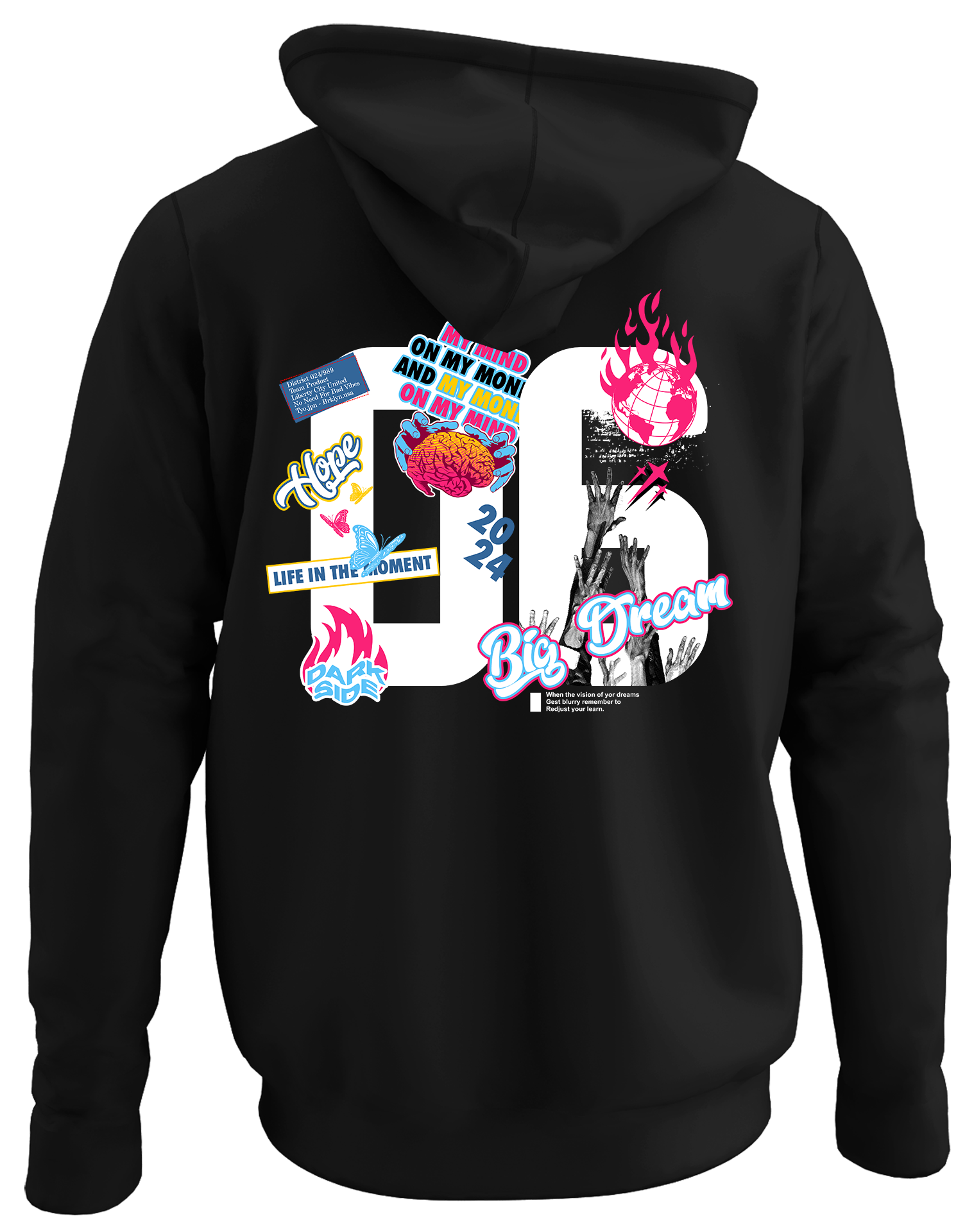 Alfaq Bing dream back black plain hoodie
