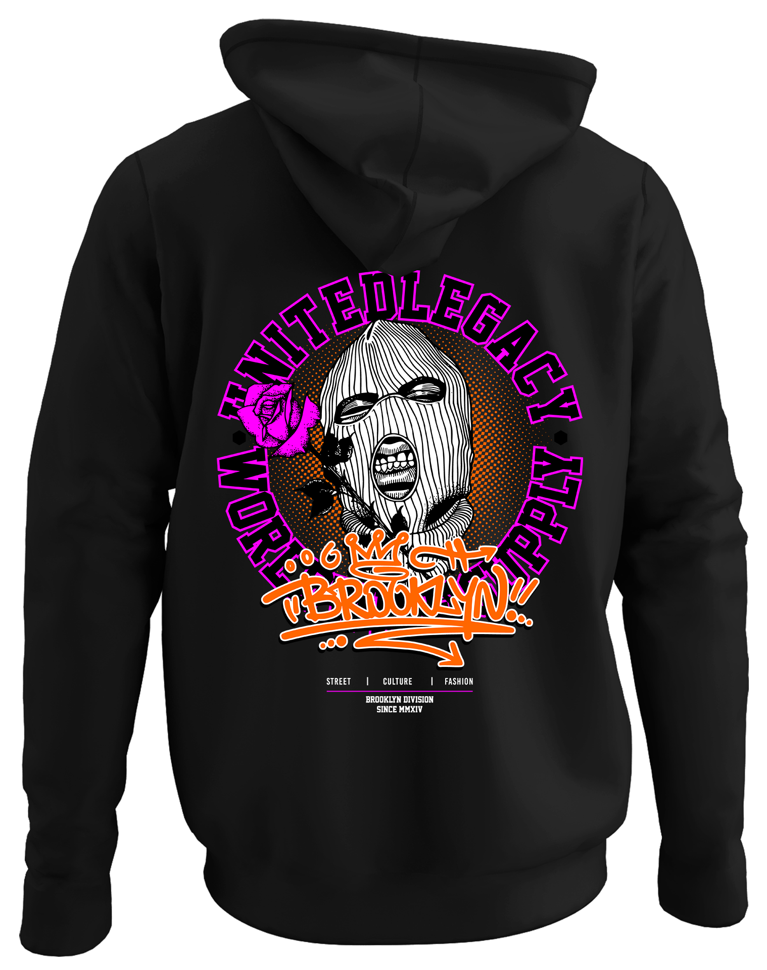 Alfaq Brooklyn back black plain hoodie