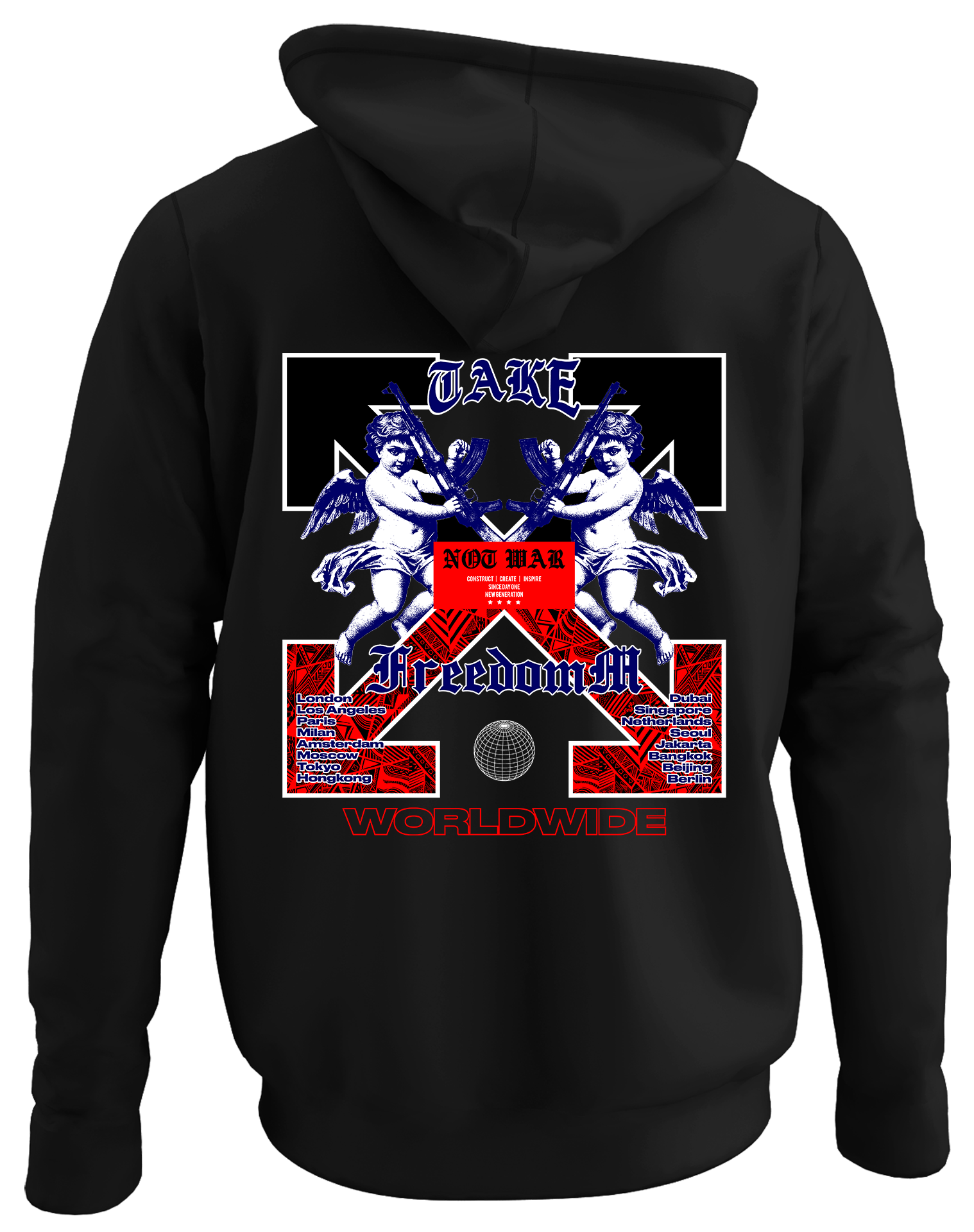 Alfaq Cake back black plain hoodie