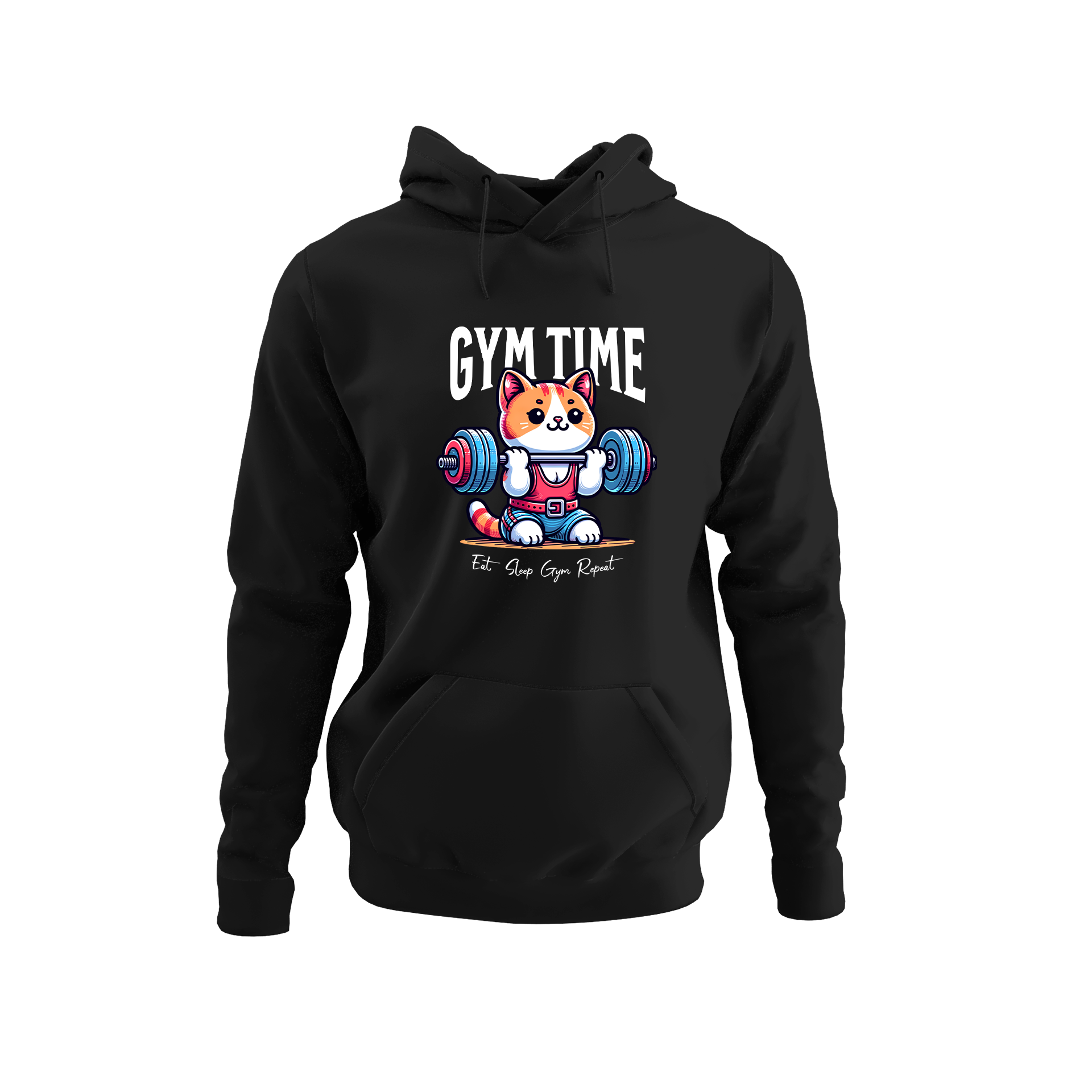 Alfaq Cute Cat Gym Time Graphic Hoodie