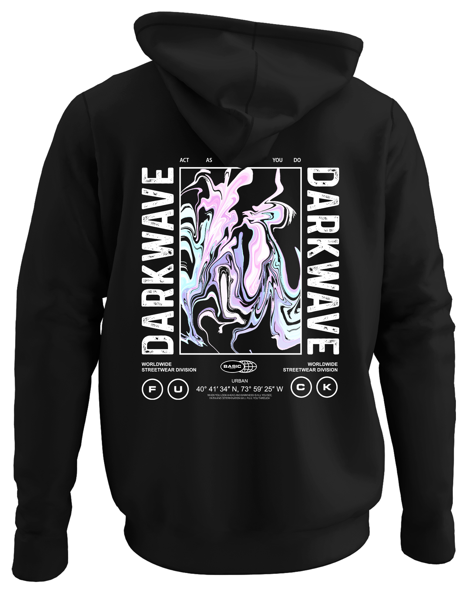 Alfaq Darkwave back black plain hoodie