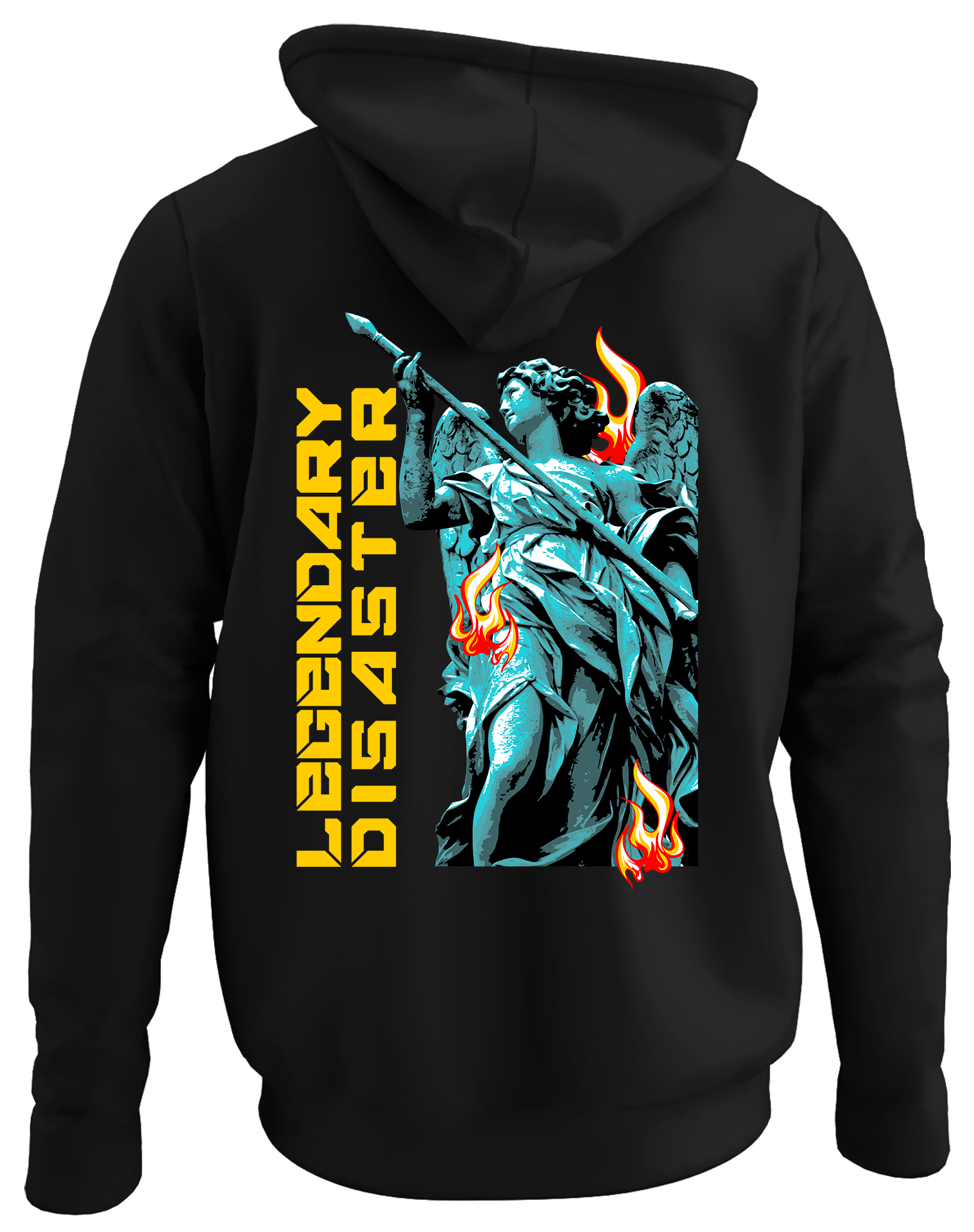 Alfaq Disaster back black plain hoodie