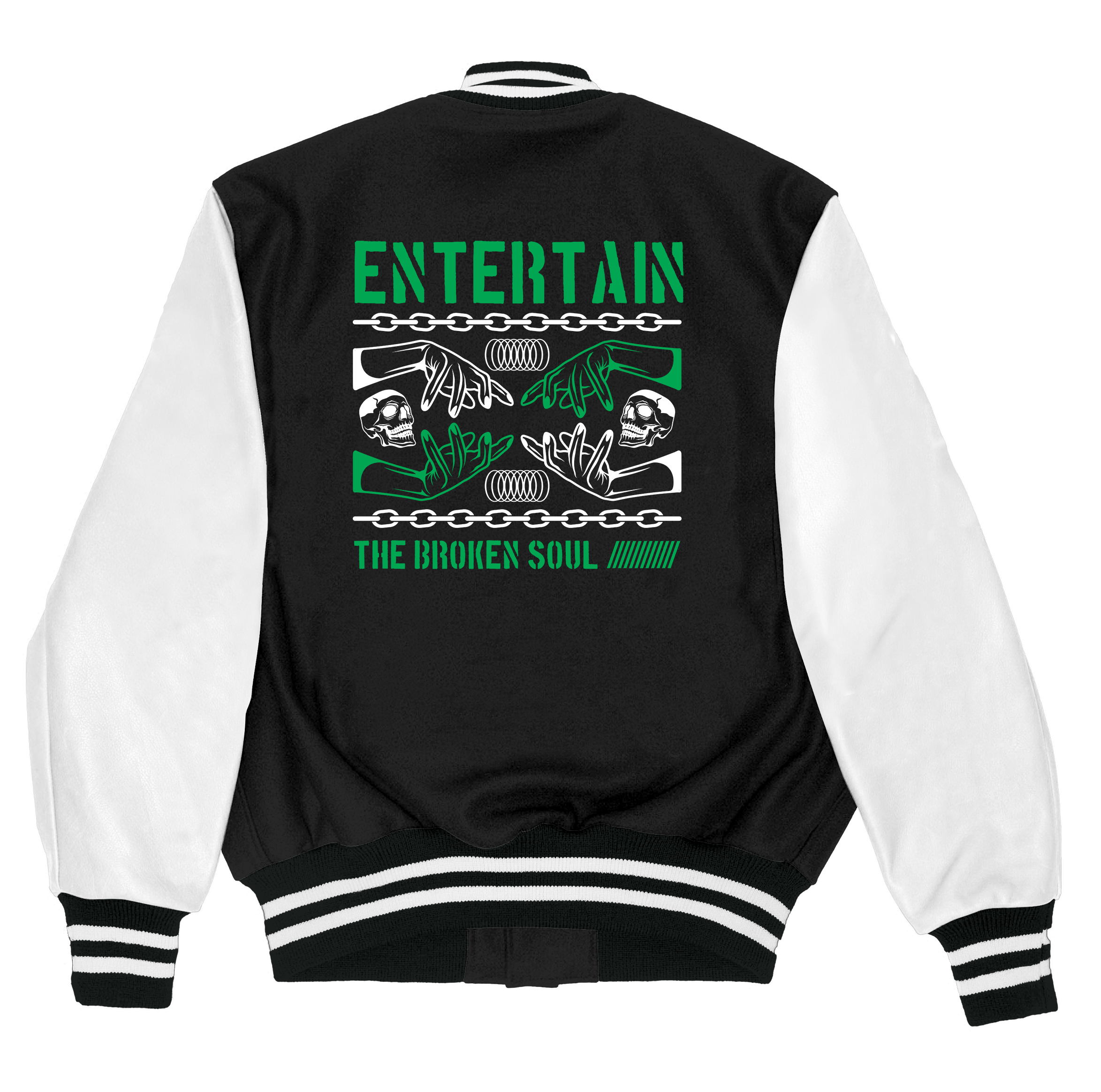 Alfaq Entertain the Broken Soul varsity jacket