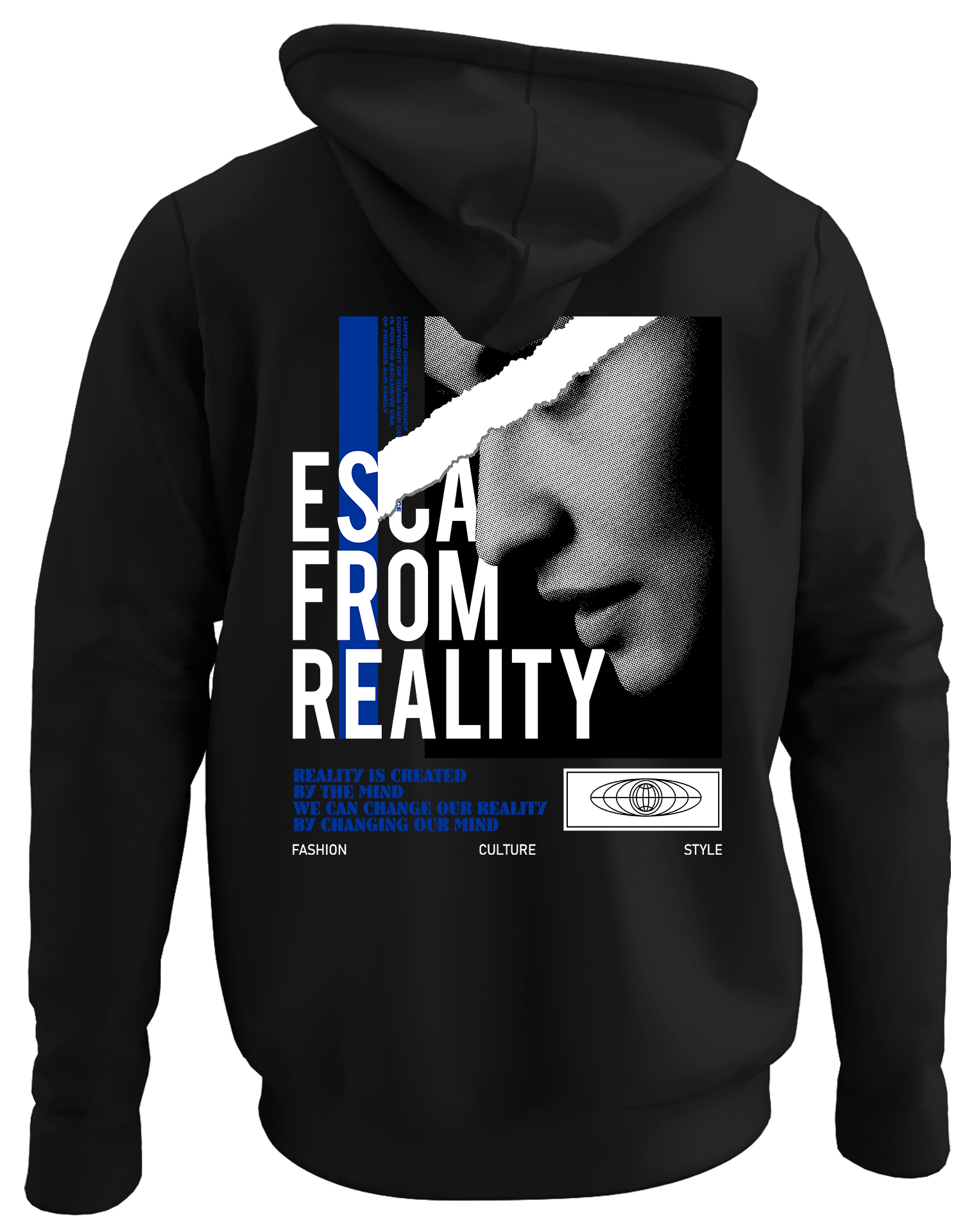 Alfaq Esca from reality back black plain hoodie