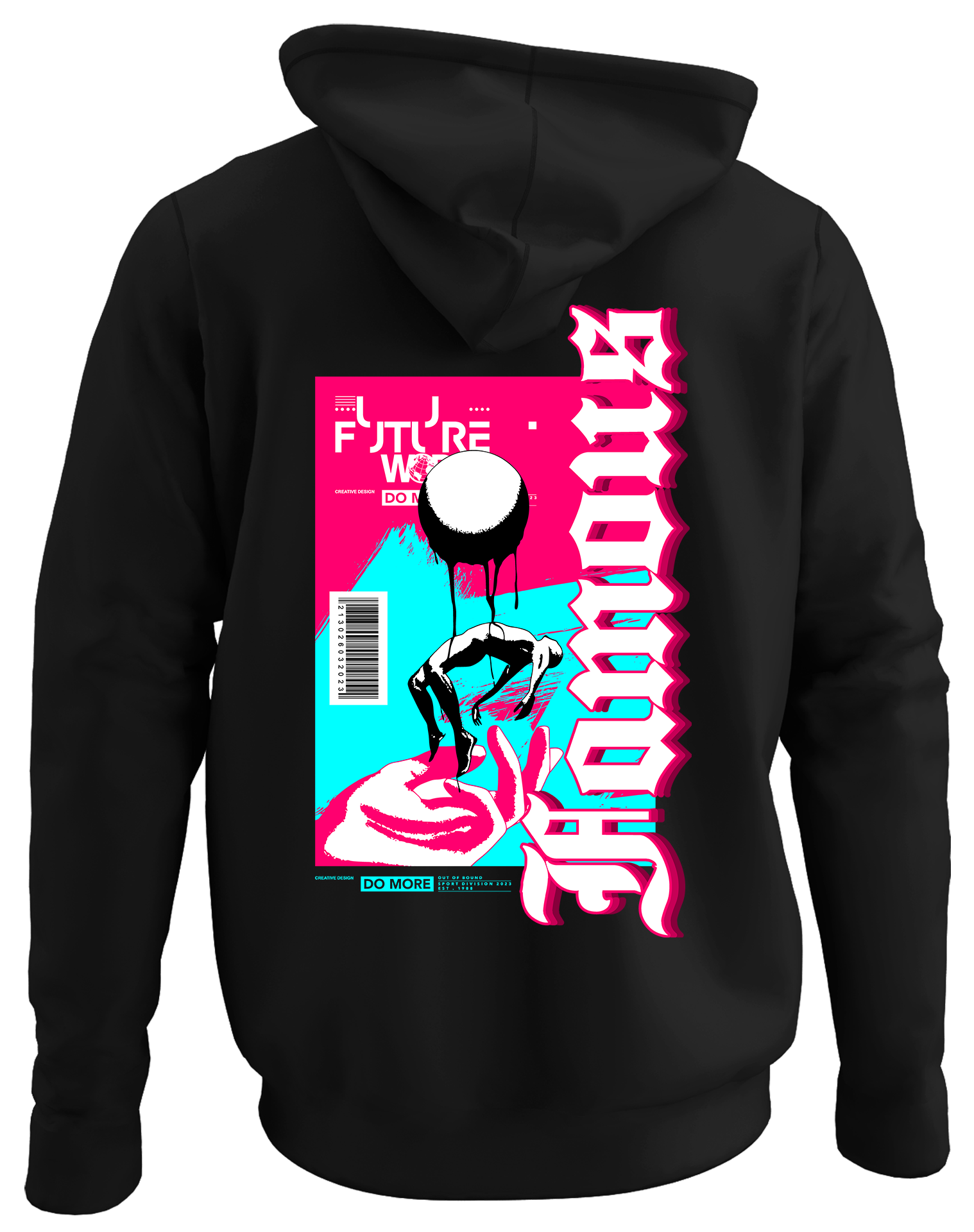 Alfaq Famous back black plain hoodie