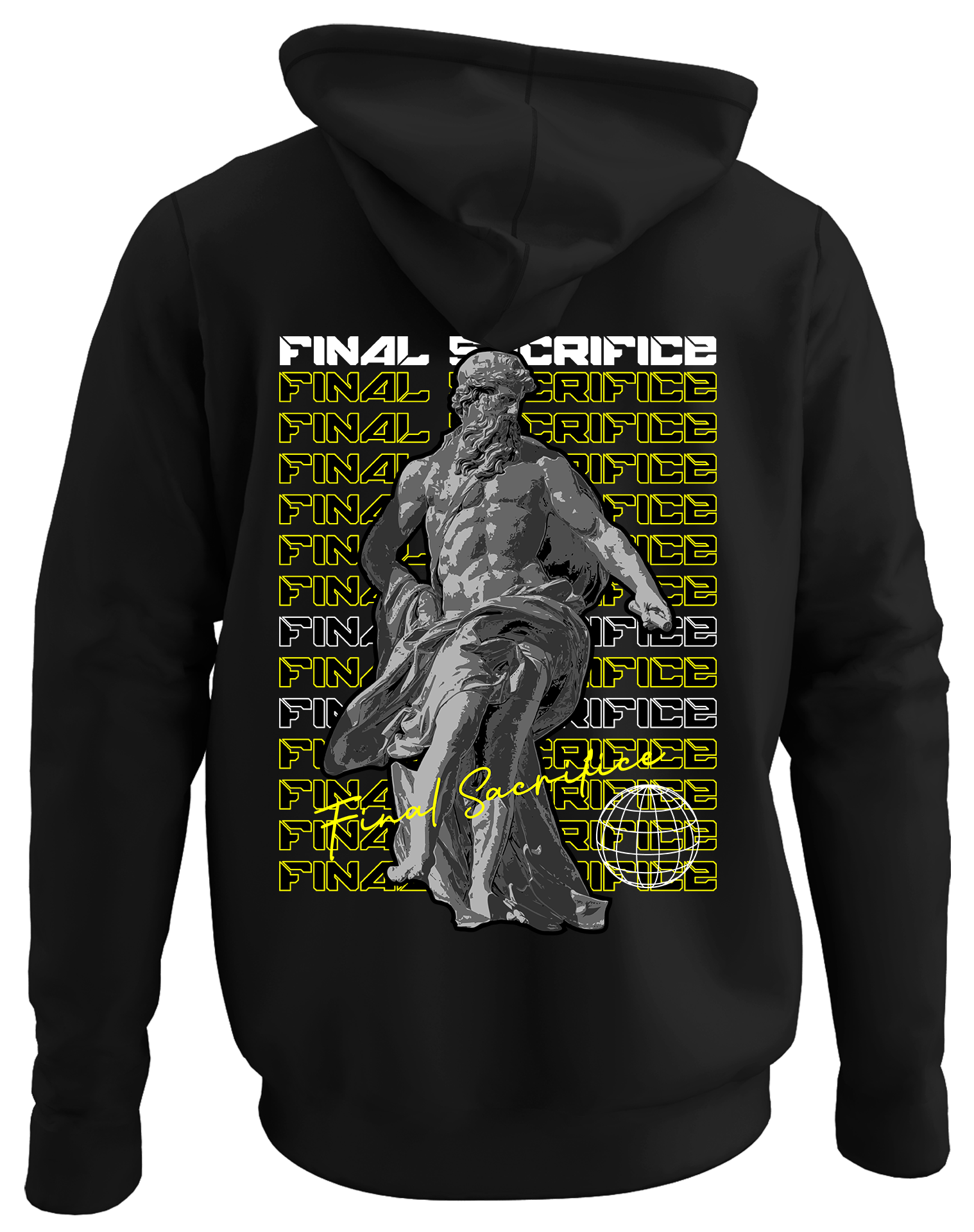 Alfaq Final back black plain hoodie