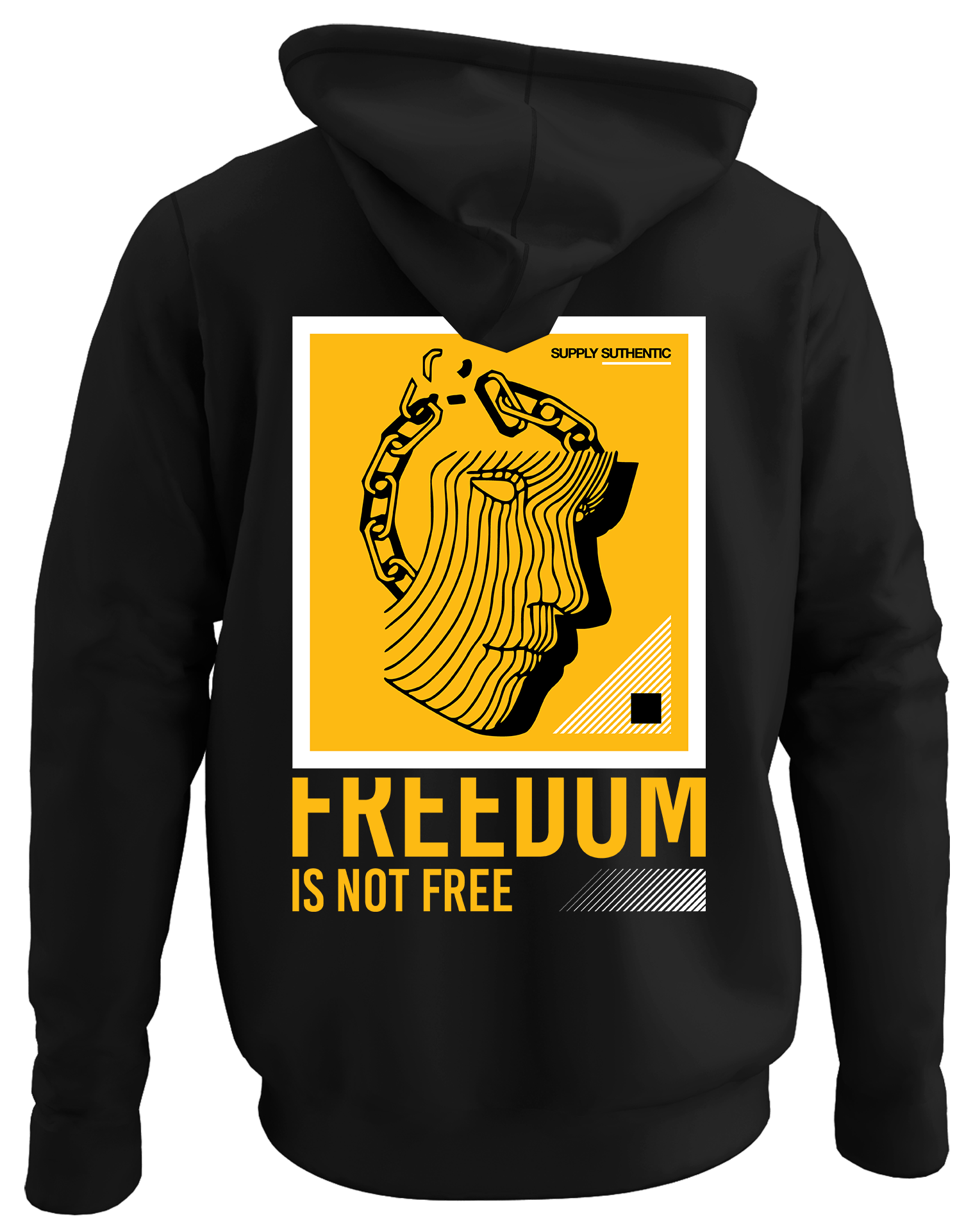 Alfaq Freedum back black plain hoodie