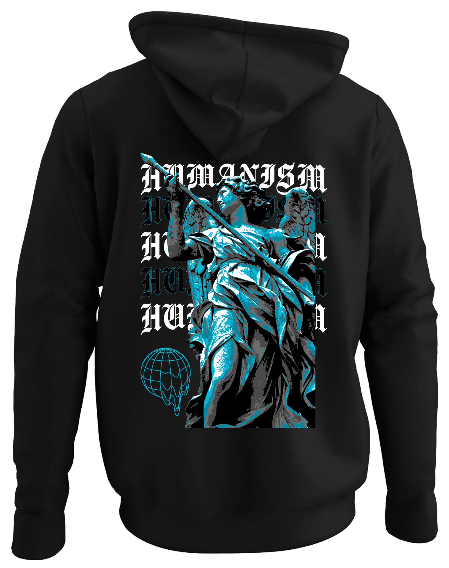 Alfaq Hemanesm back black plain hoodie