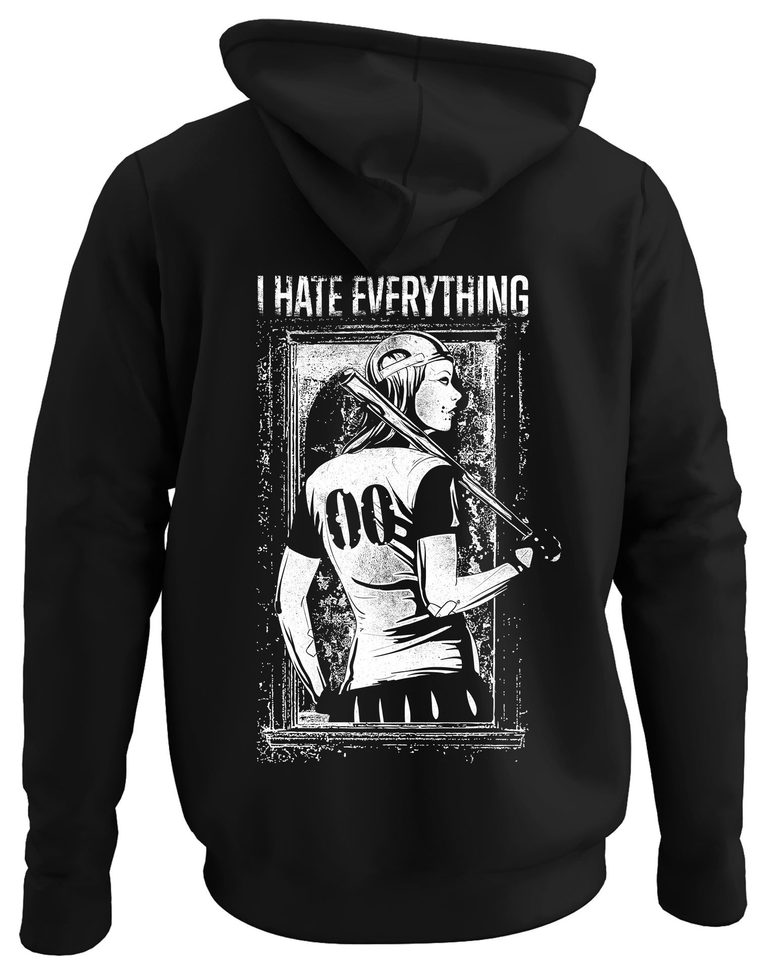 Alfaq I hate everything back black plain hoodie