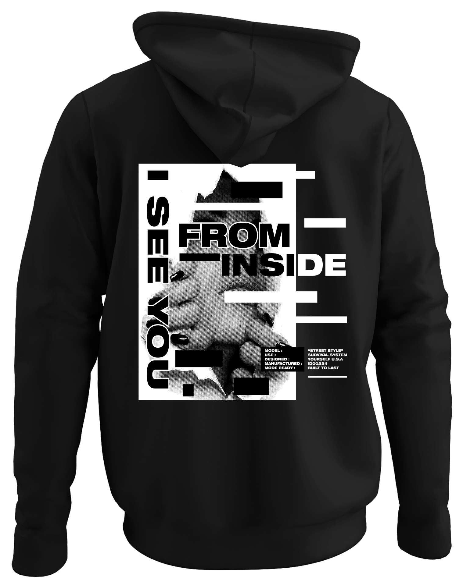 Alfaq Isee you back black plain hoodie