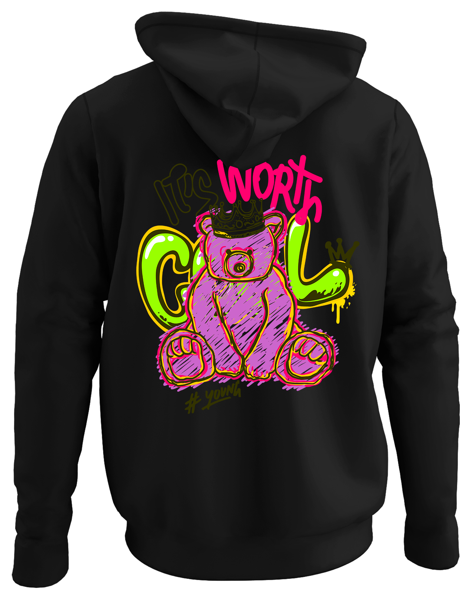 Alfaq It's worth cool back black plain hoodie