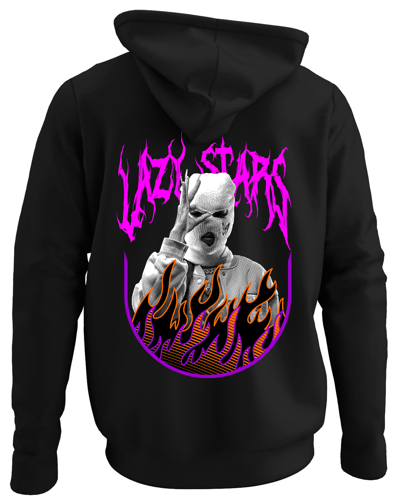 Alfaq Laza stars back black plain hoodie