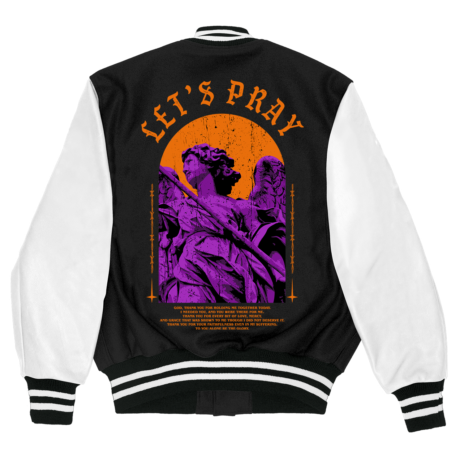 Alfaq Lei's pray varsity jacket