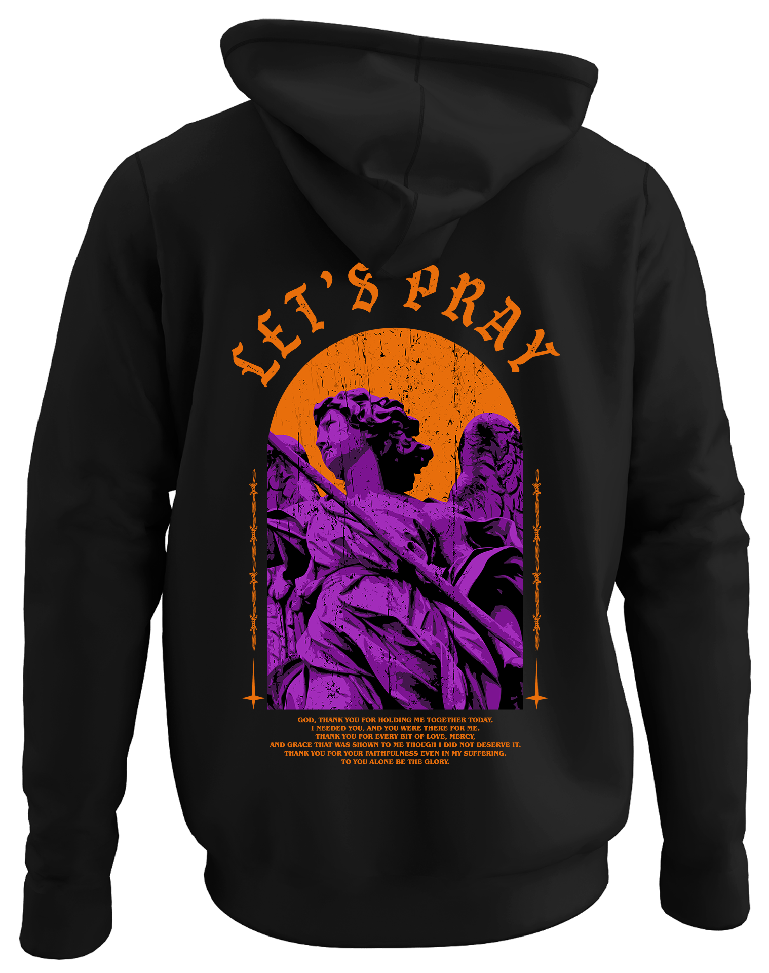 Alfaq Let ' s pray back black plain hoodie