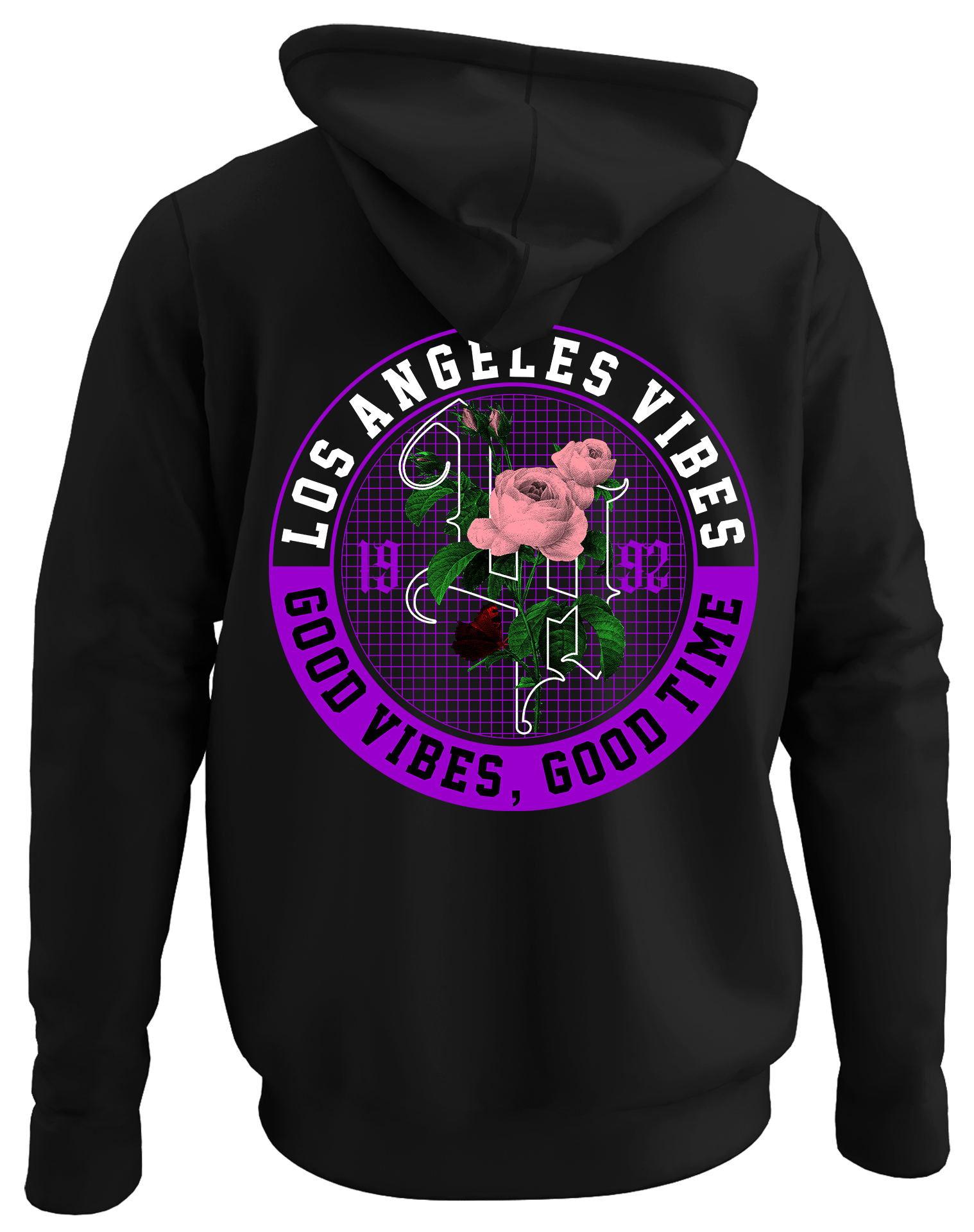 Alfaq Los angeles vibes back black plain hoodie