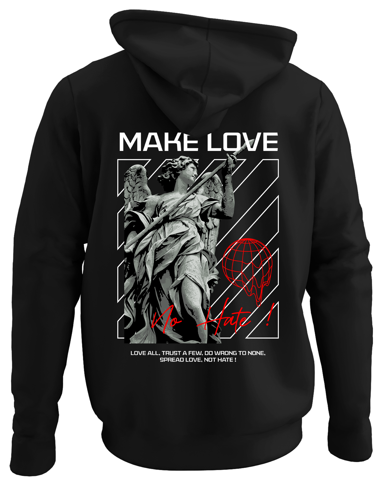 Alfaq Make love back black plain hoodie