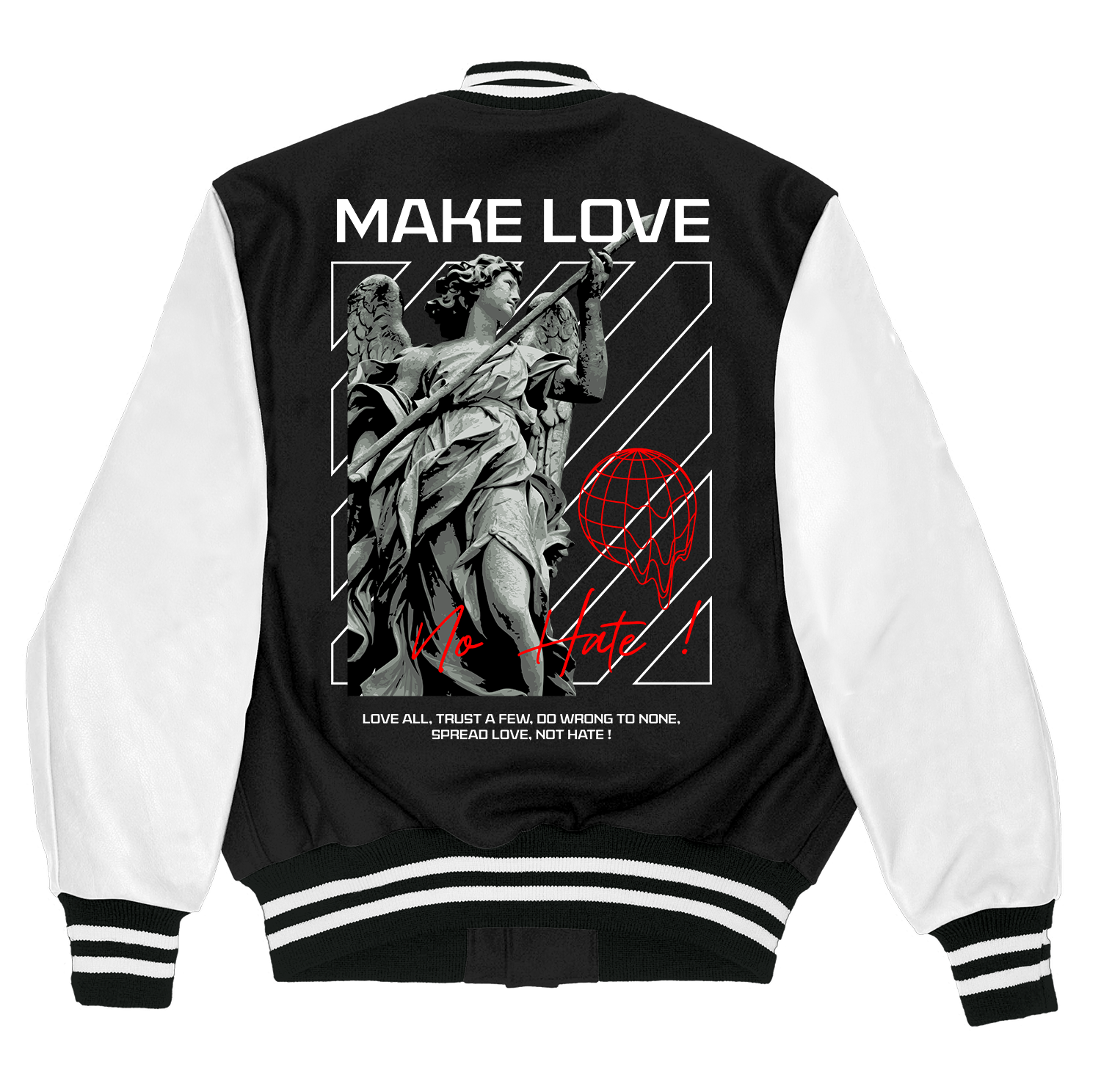 Alfaq Make love varsity jacket