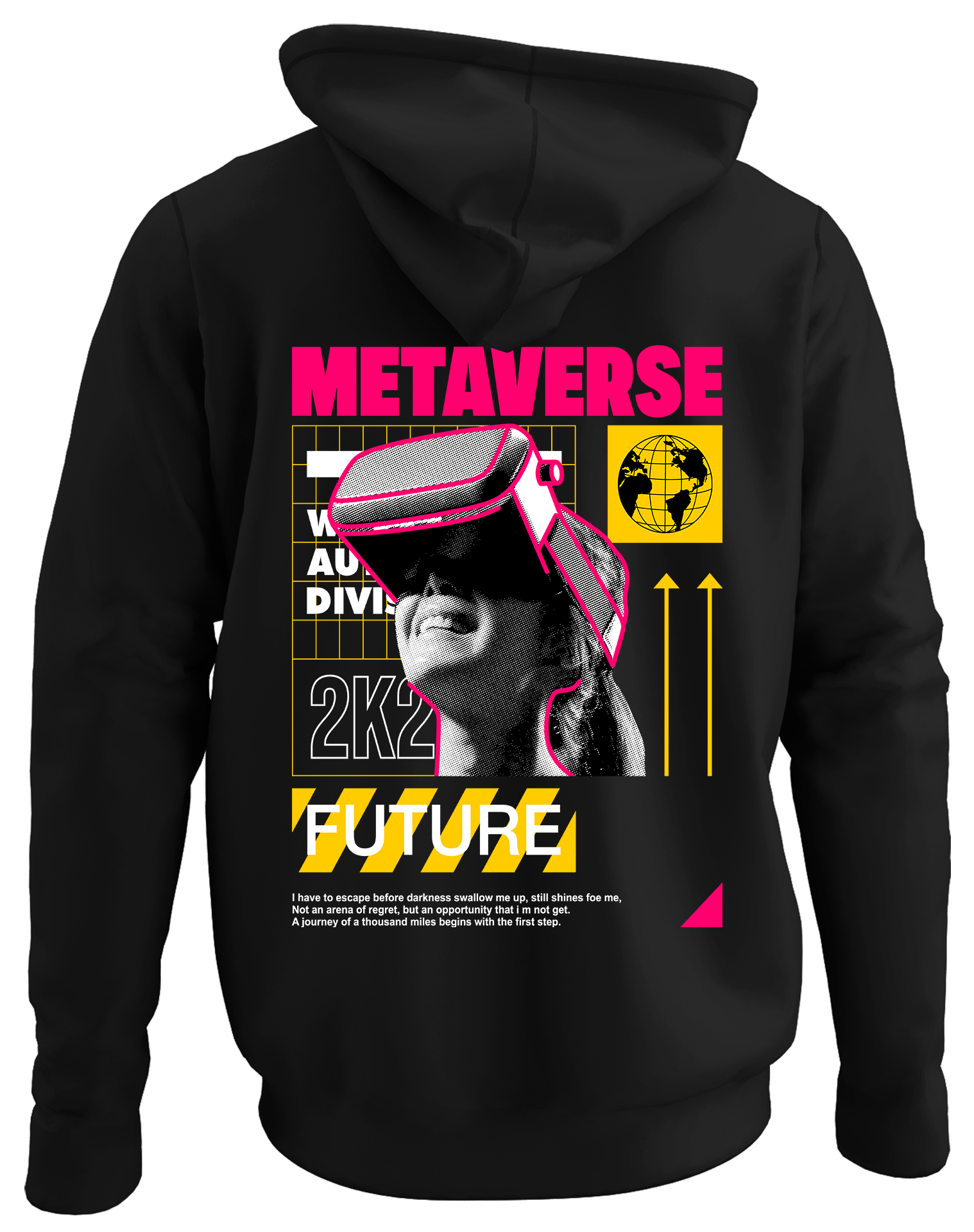Alfaq Metaverse back black plain hoodie