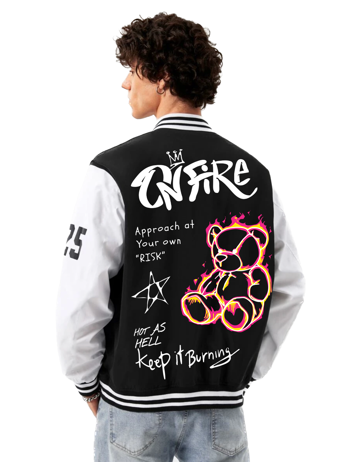 Alfaq On Fire Varsity Jacket