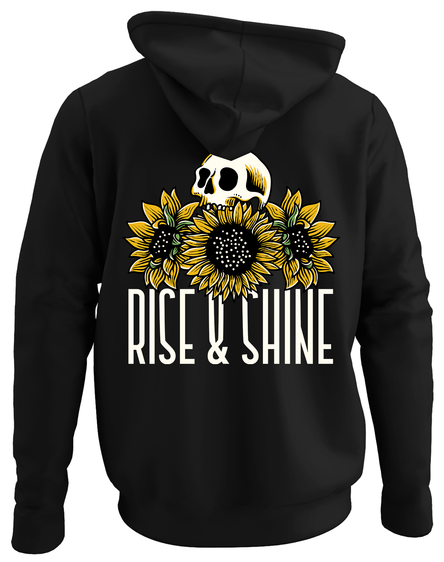 Alfaq Rise & shine back black plain hoodie