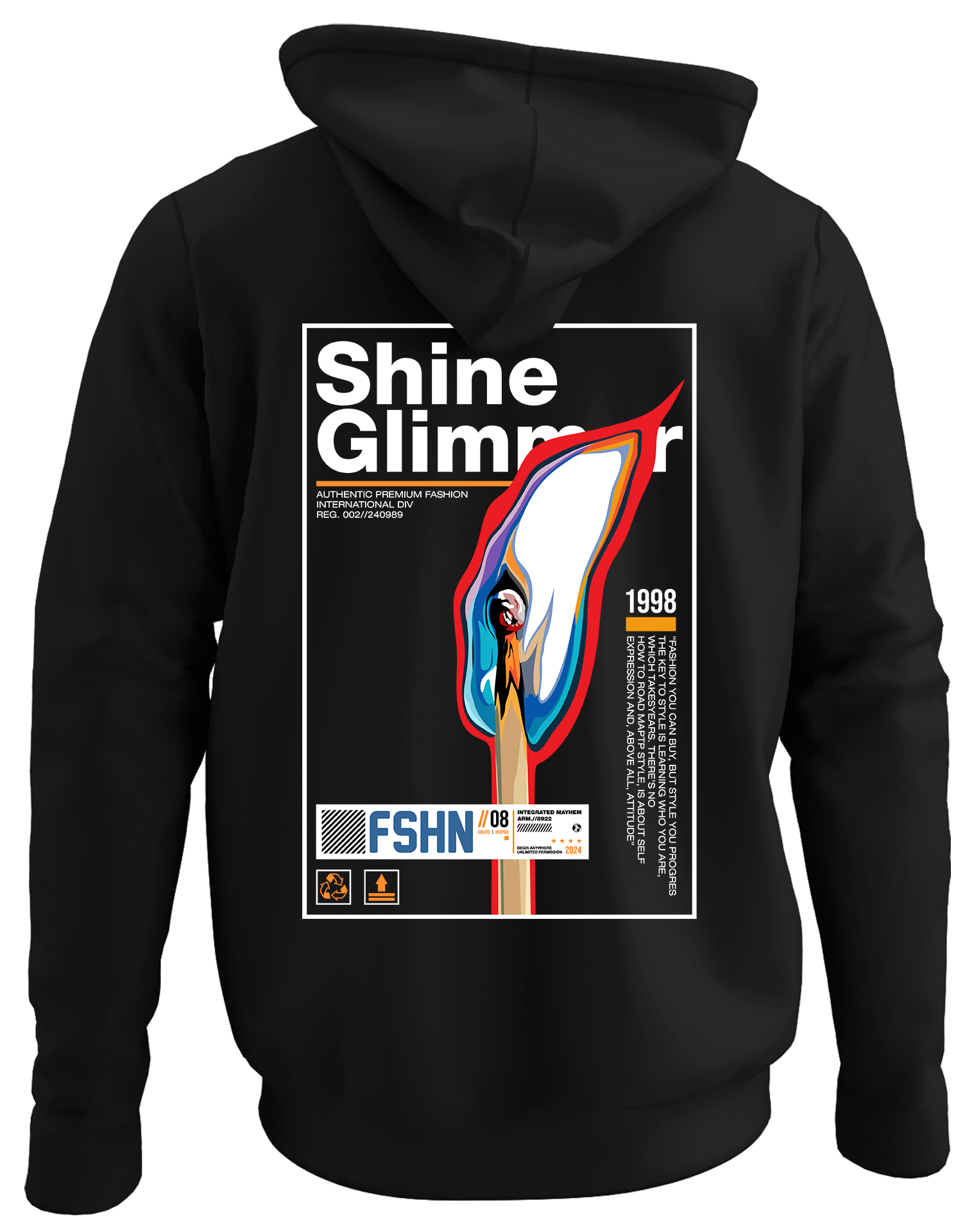 Alfaq Shine back black plain hoodie