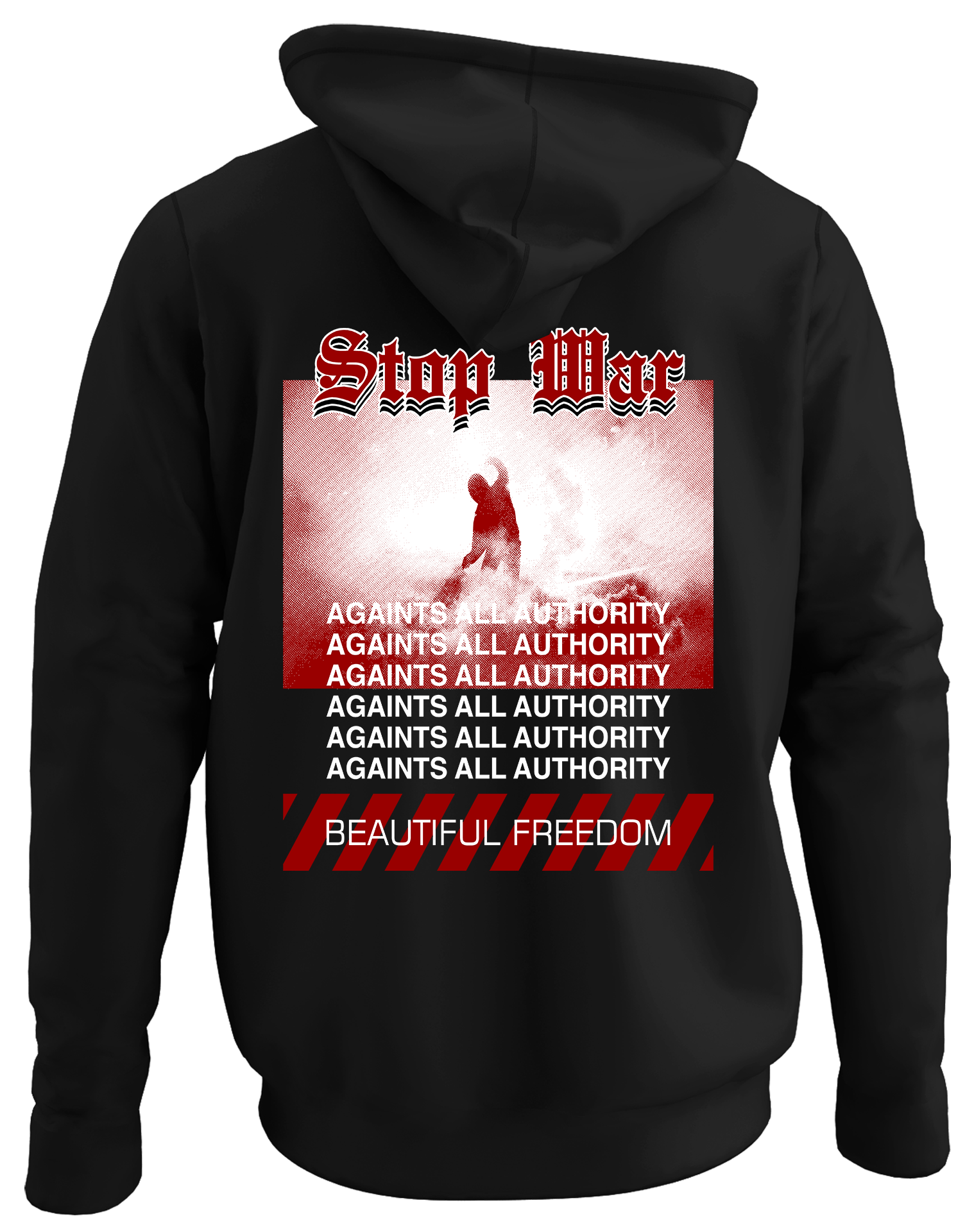 Alfaq Stop mar back black plain hoodie