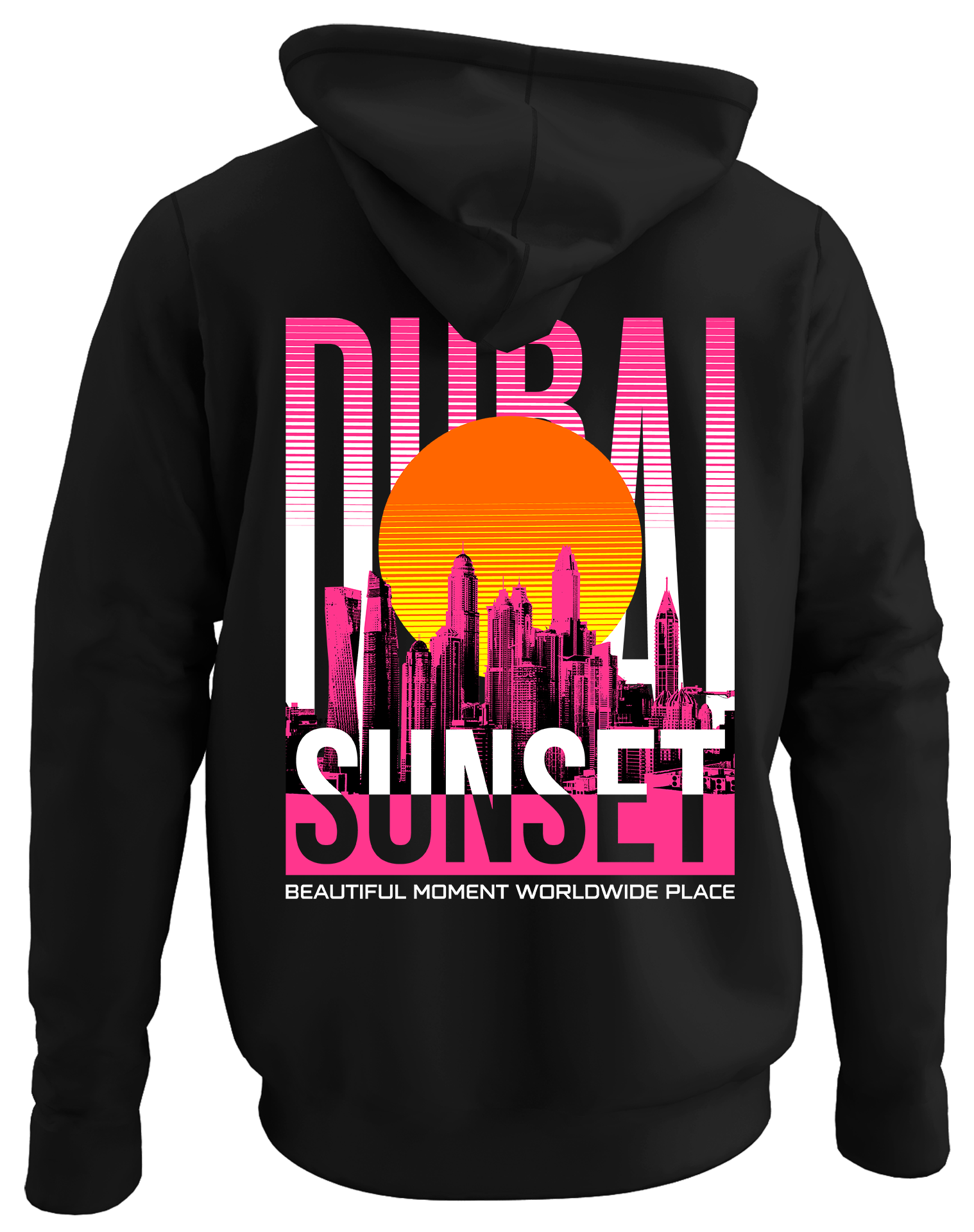 Alfaq Sunset back black plain hoodie