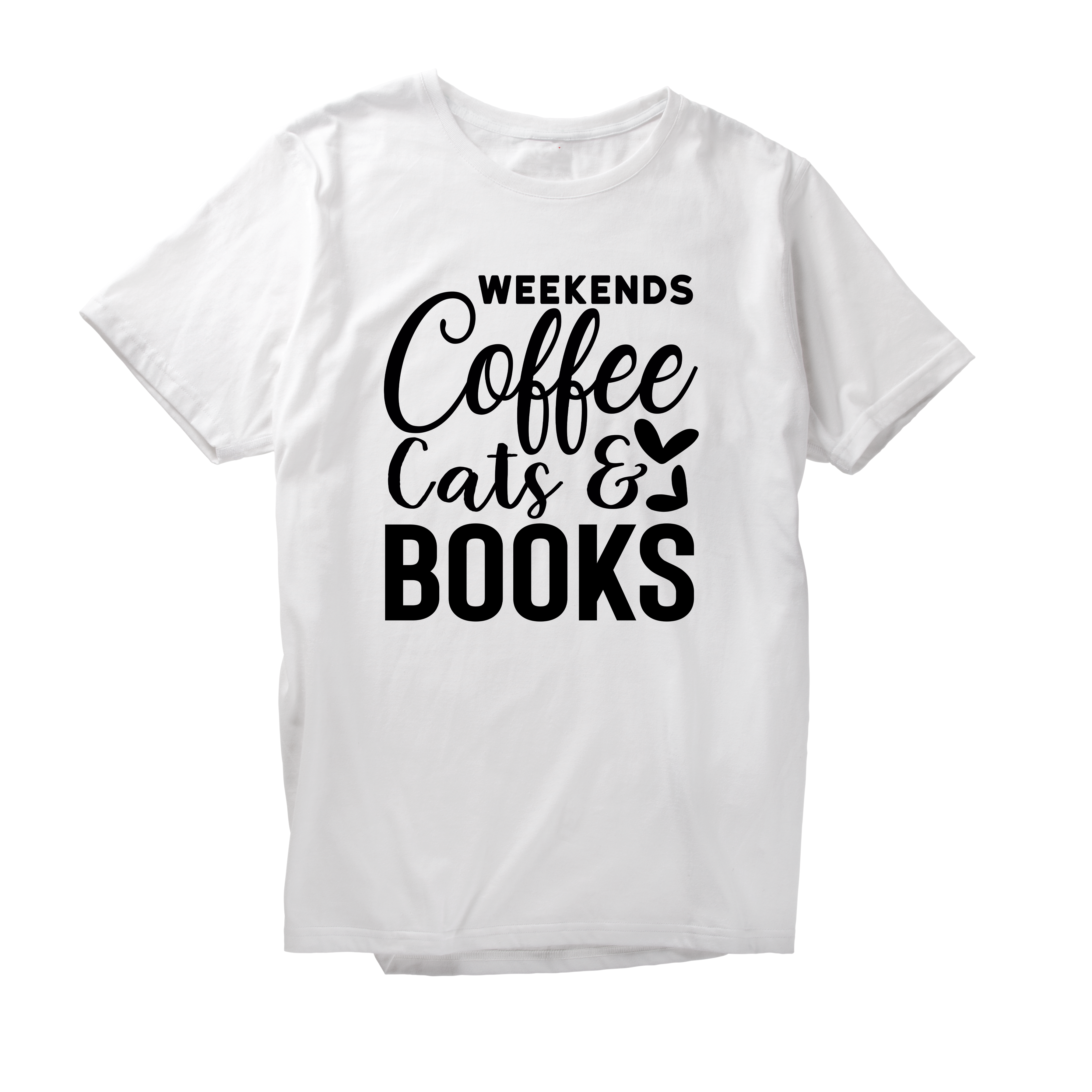 Alfaq Weekends Coffee Cats & Books T-Shirt