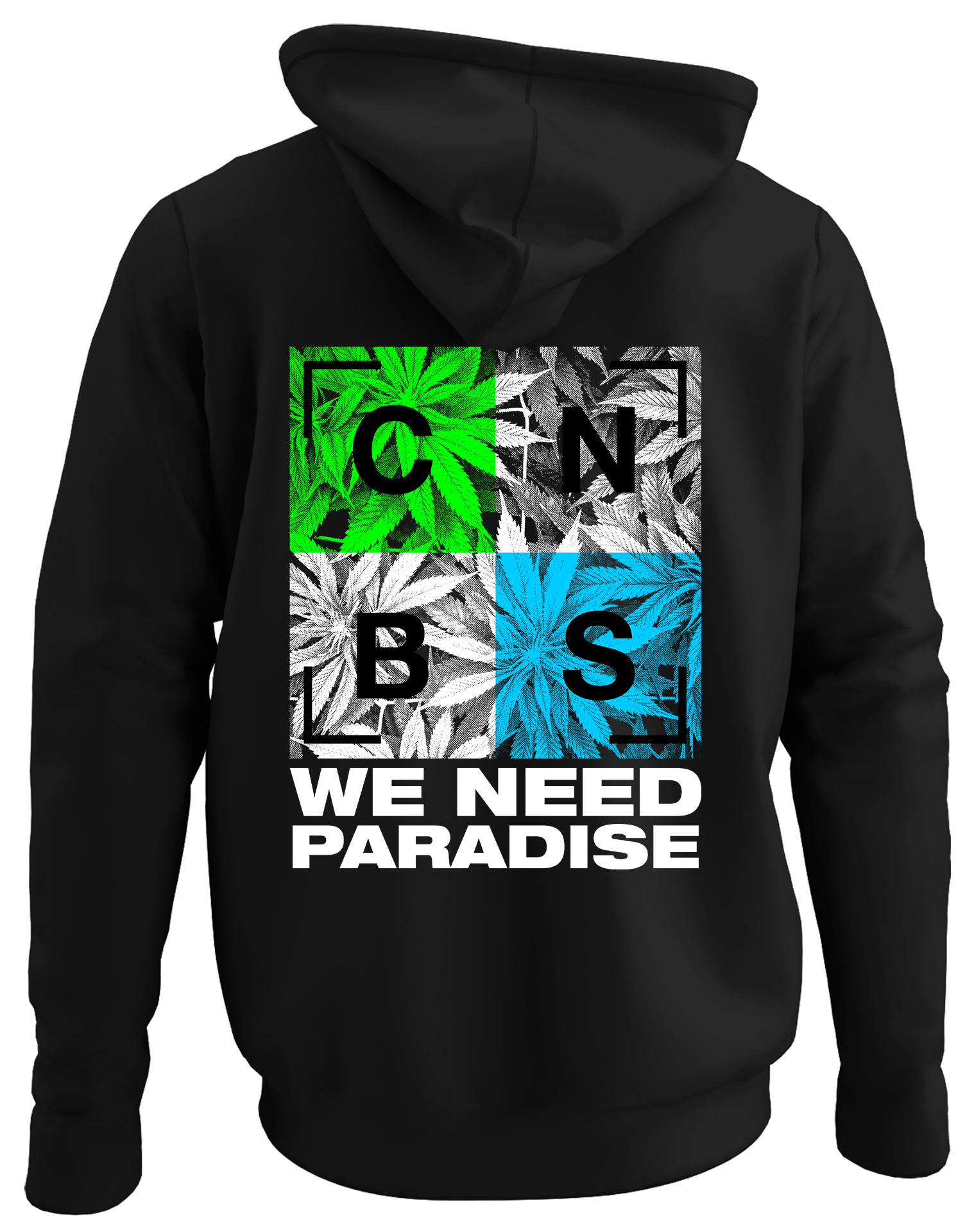 Alfaq We need paradise back black plain hoodie