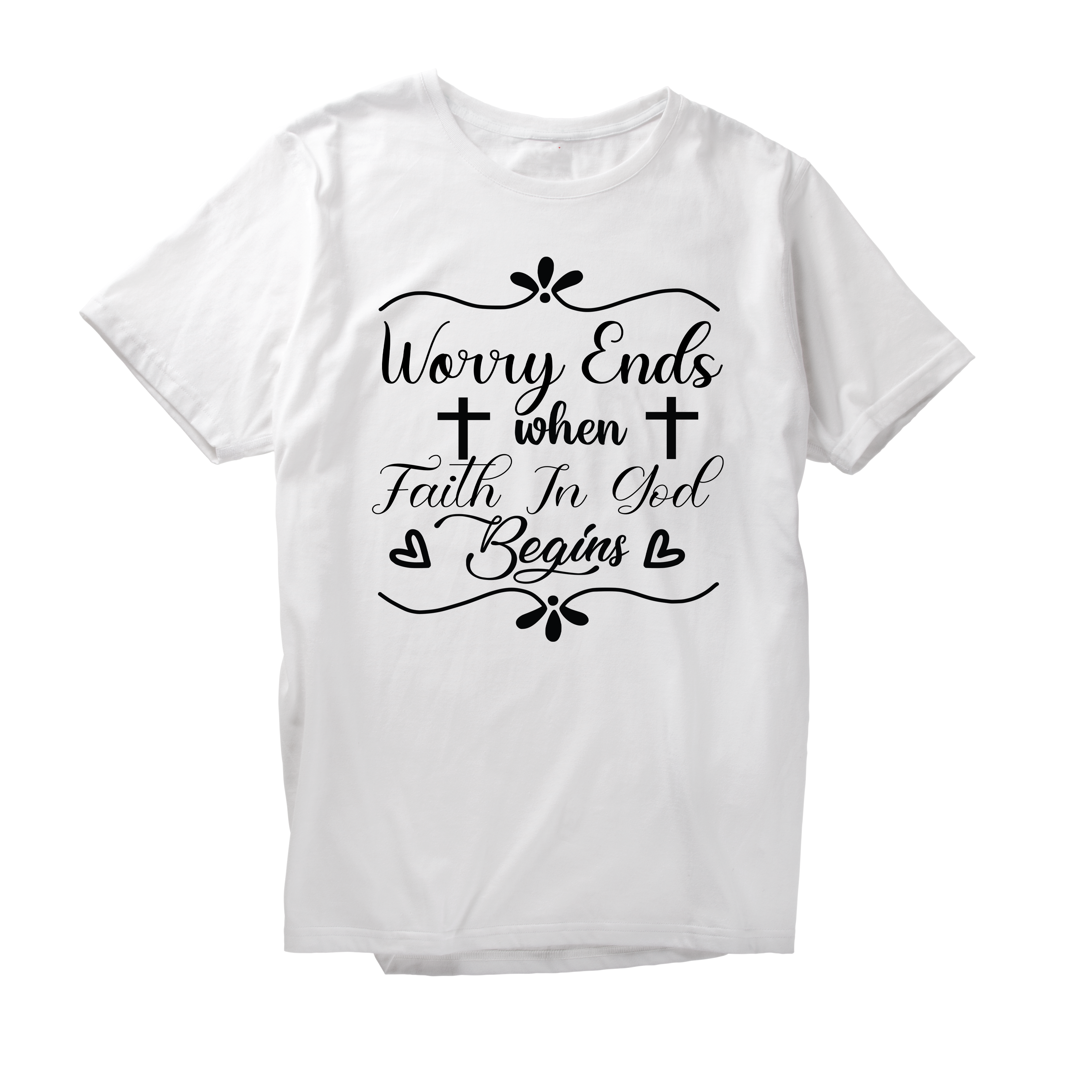 Alfaq Wovry Ends When Faith In God Begins T-Shirt