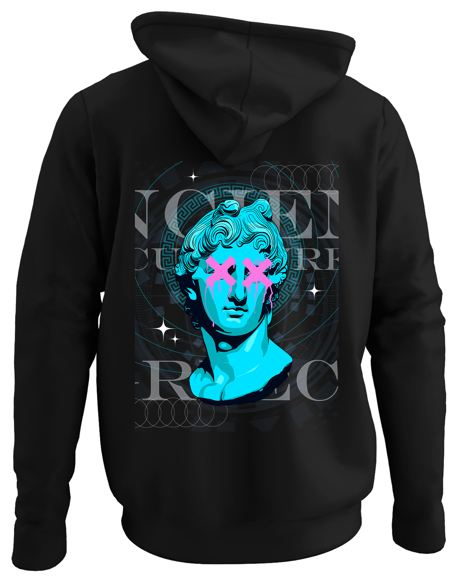 Alfaq angel back black plain hoodie