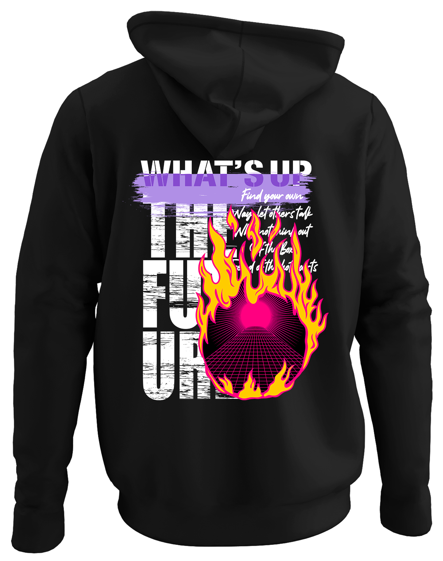 Alfaq what's up back black plain hoodie